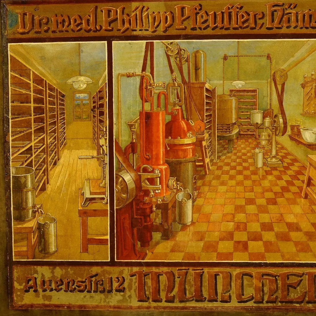 Antique Handpainted Advertising Poster for a Hemoglobin Fabrication in Munich - 4