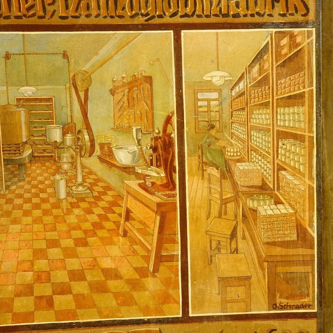 Antique Handpainted Advertising Poster for a Hemoglobin Fabrication in Munich - 5