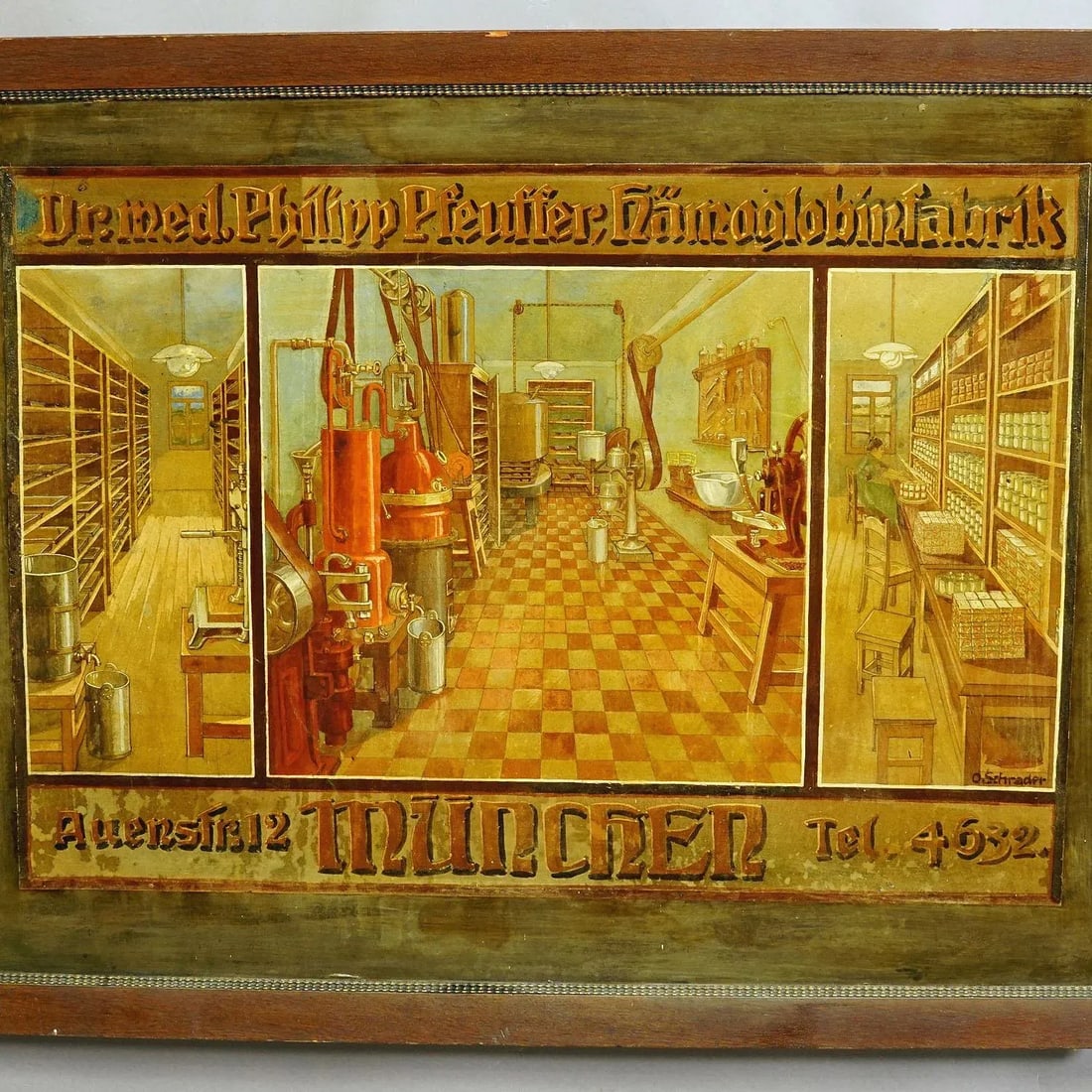 Antique Handpainted Advertising Poster for a Hemoglobin Fabrication in Munich - 6