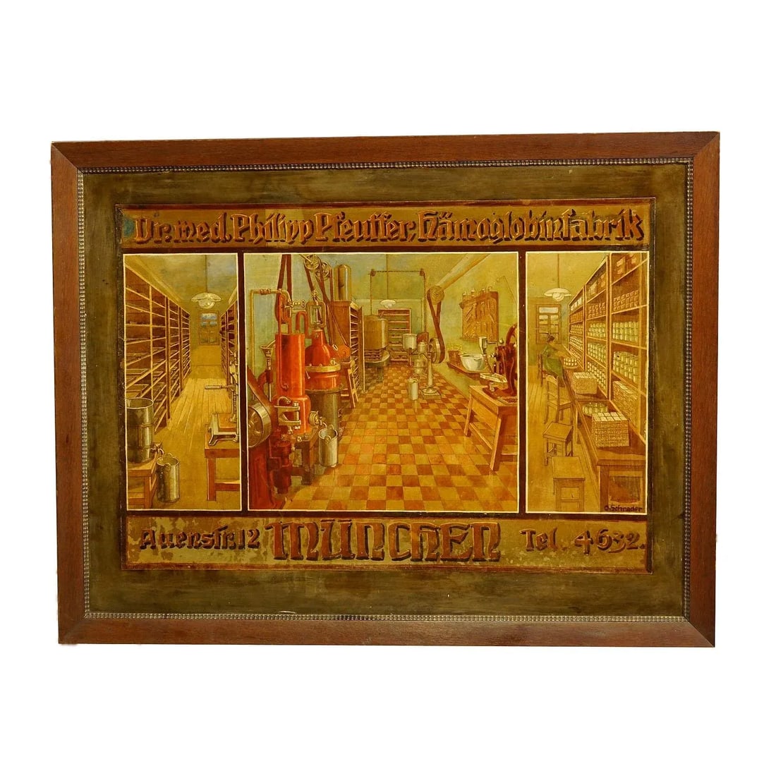 Antique Handpainted Advertising Poster for a Hemoglobin Fabrication in Munich - 9