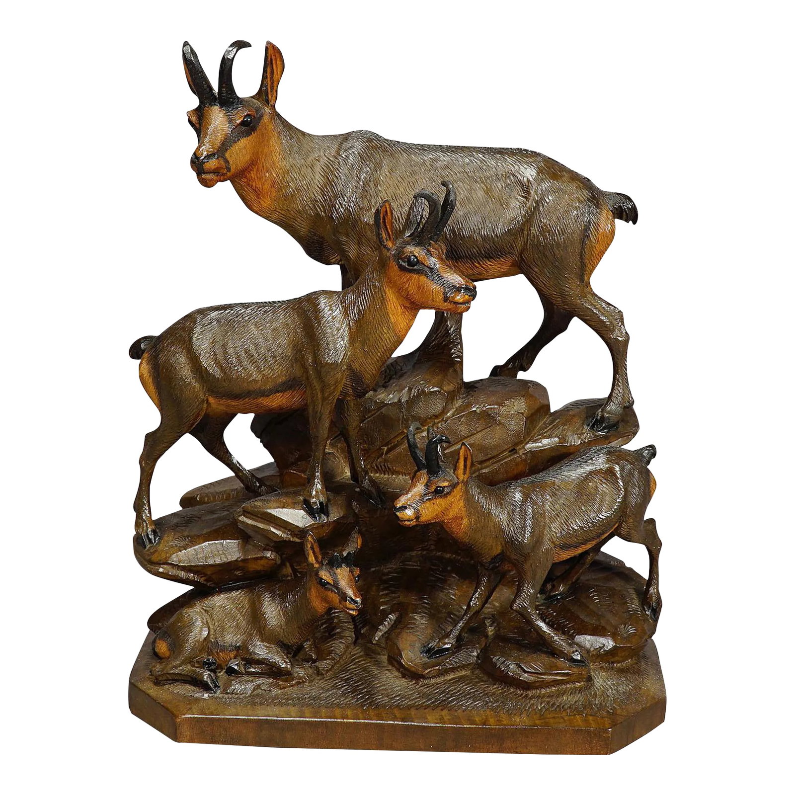 Fine Carved Wood Chamois Family by Ernst Heissl Ca. 1900 (1 of 10)