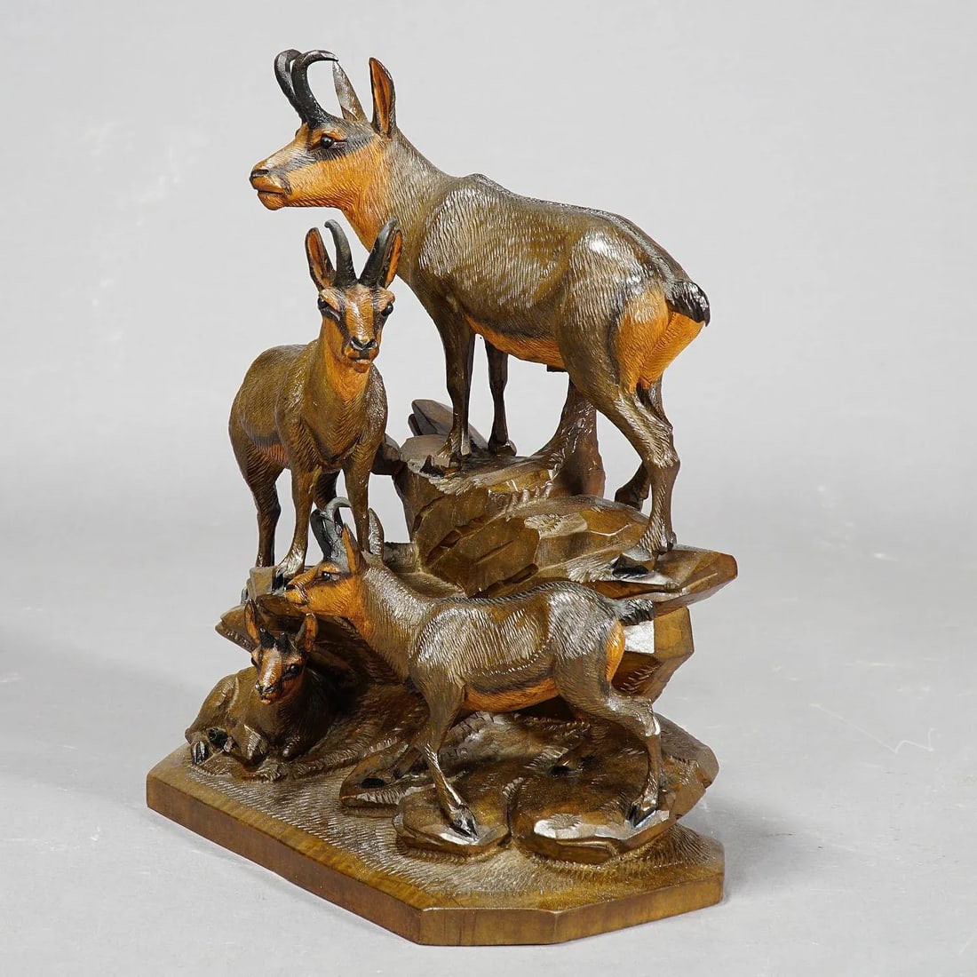 Fine Carved Wood Chamois Family by Ernst Heissl Ca. 1900 - 3