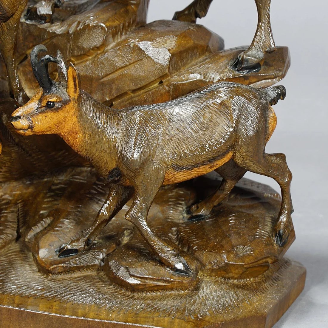 Fine Carved Wood Chamois Family by Ernst Heissl Ca. 1900 - 4