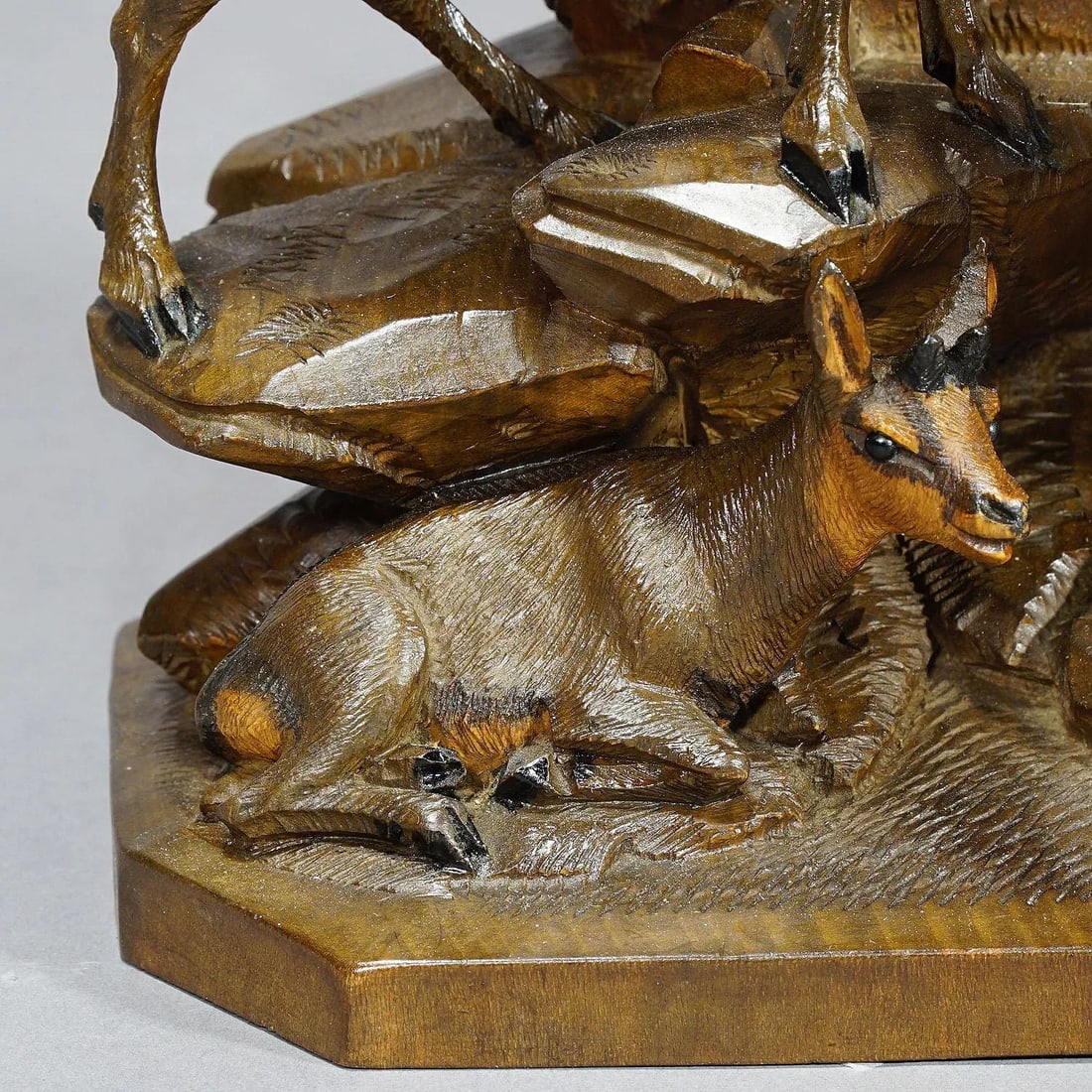 Fine Carved Wood Chamois Family by Ernst Heissl Ca. 1900 - 6