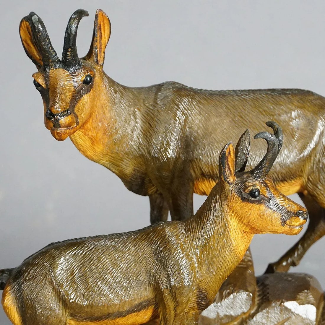 Fine Carved Wood Chamois Family by Ernst Heissl Ca. 1900 - 7