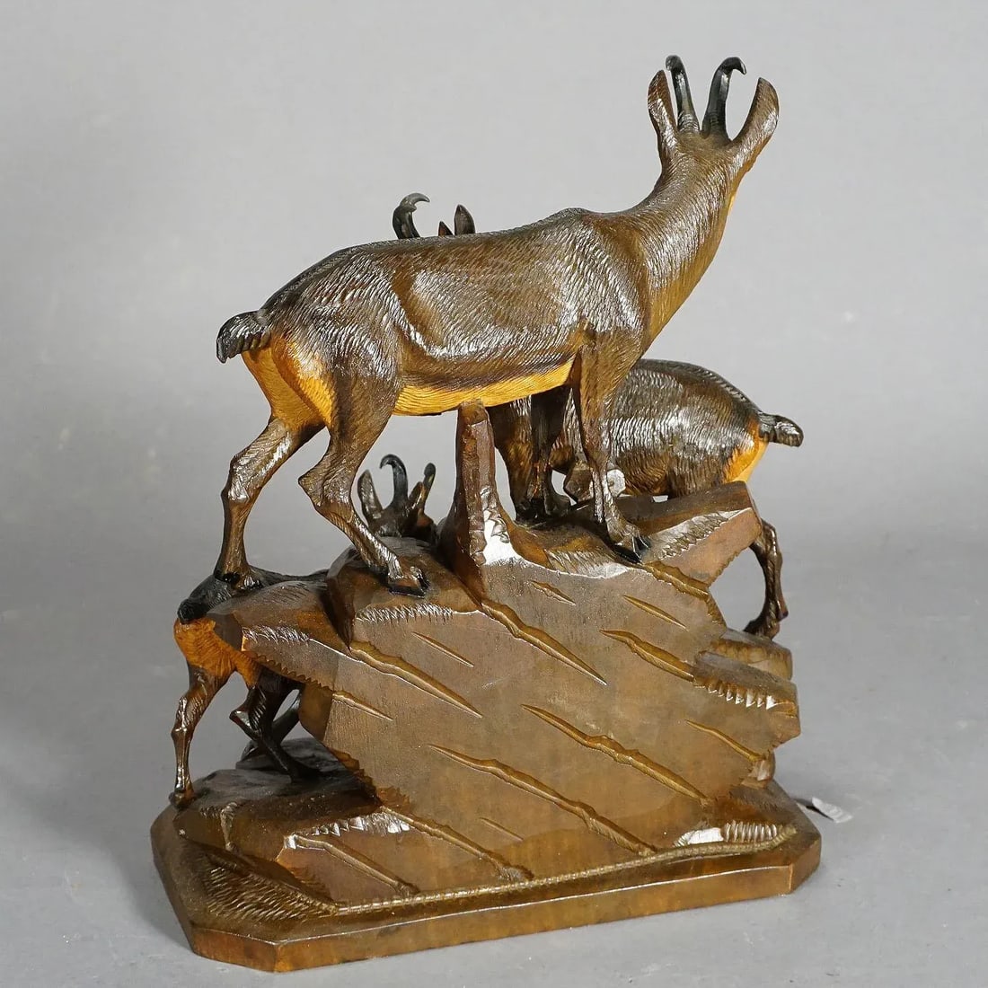 Fine Carved Wood Chamois Family by Ernst Heissl Ca. 1900 - 8