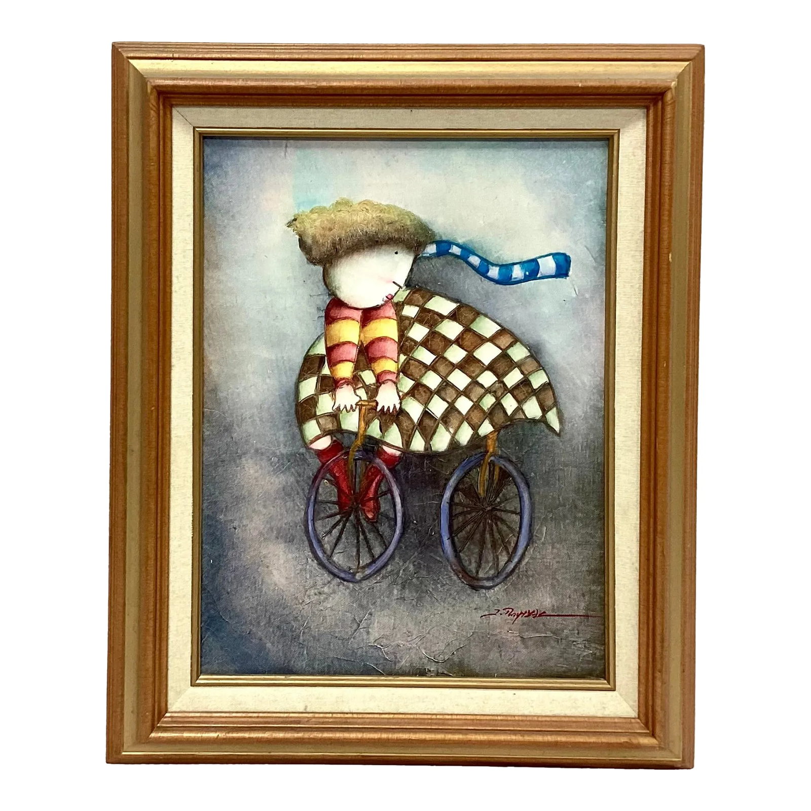 Whimsical Children's Oil Painting, Child Riding Bicycle, by Joyce Roybal (1 of 8)