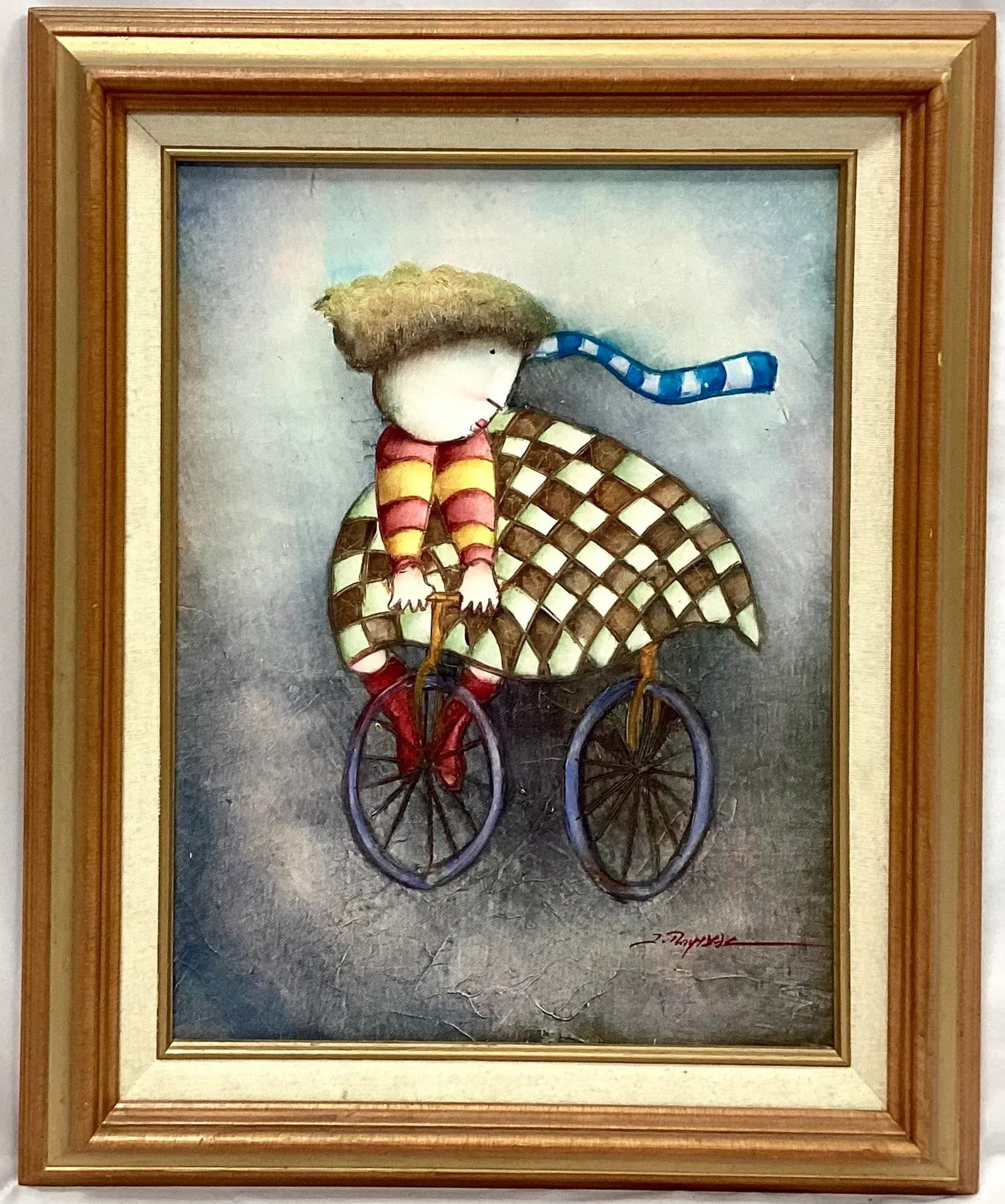 Whimsical Children's Oil Painting, Child Riding Bicycle, by Joyce Roybal - 8