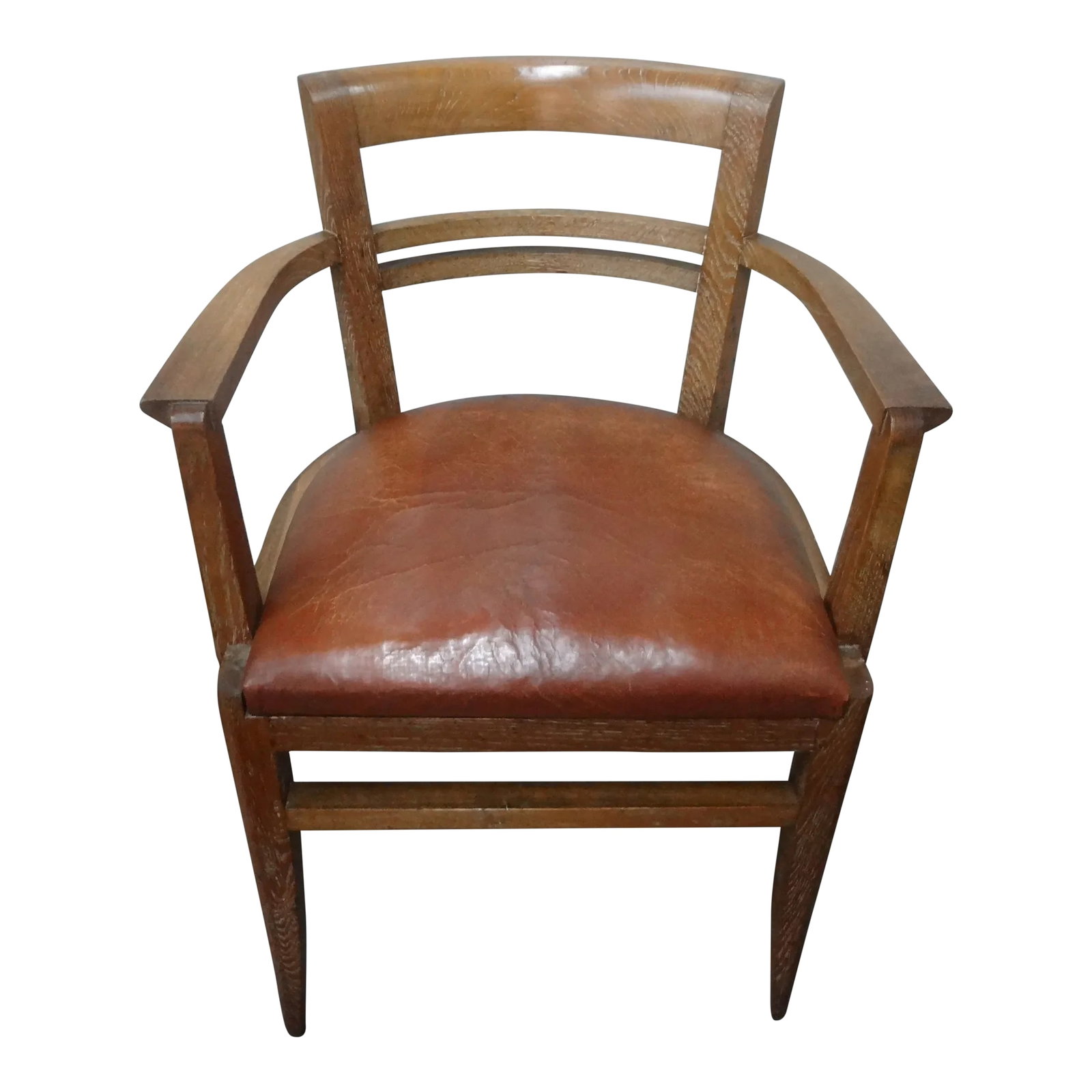 1930s French Art Deco Cerused Oak Desk Chair Attributed to Andre Sornay (1 of 8)