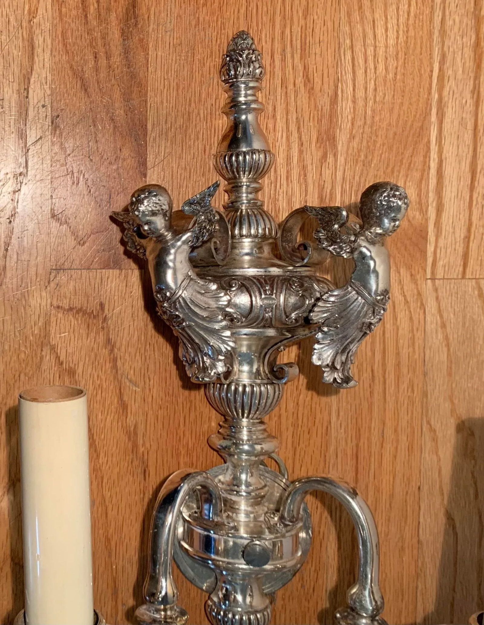 Early 20th Century Silver Plated Wall Sconces - a Pair - 3