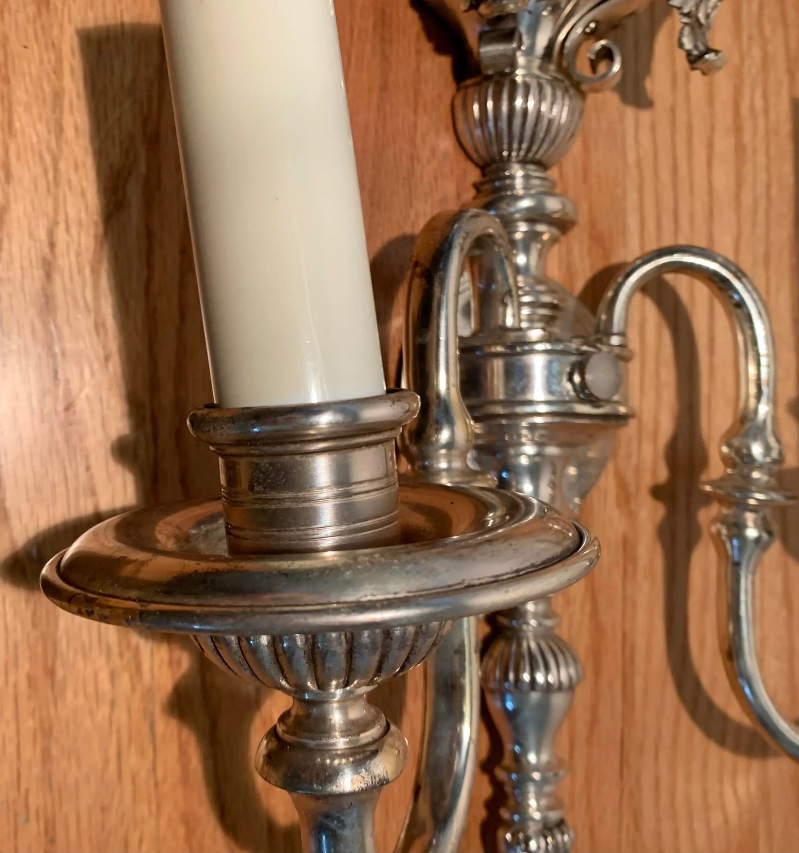 Early 20th Century Silver Plated Wall Sconces - a Pair - 5