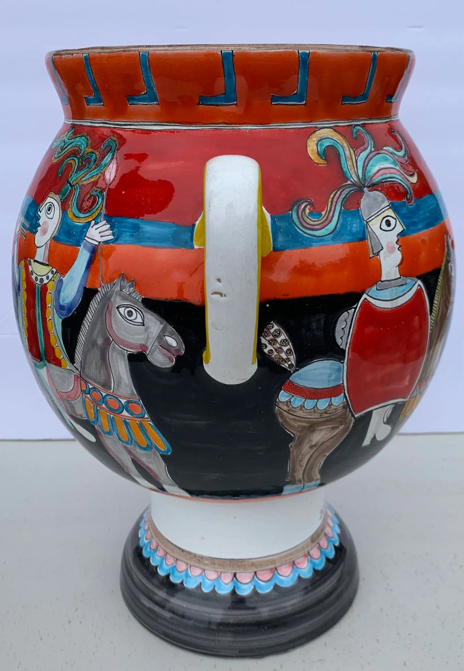 Late 20th Century Original Signed Hand Painted Ceramic Vase by Giovanni Desimone - 6