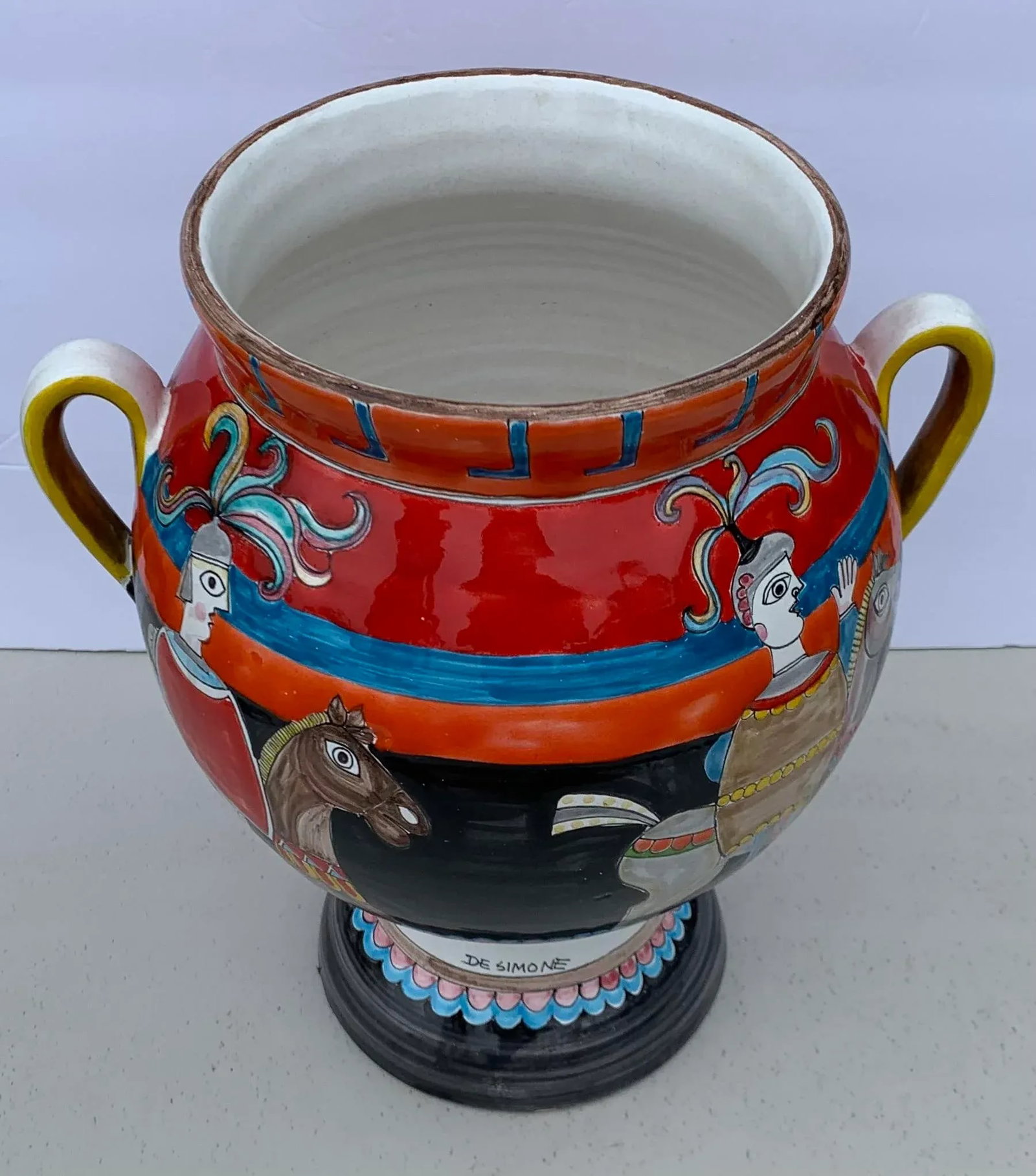 Late 20th Century Original Signed Hand Painted Ceramic Vase by Giovanni Desimone - 8