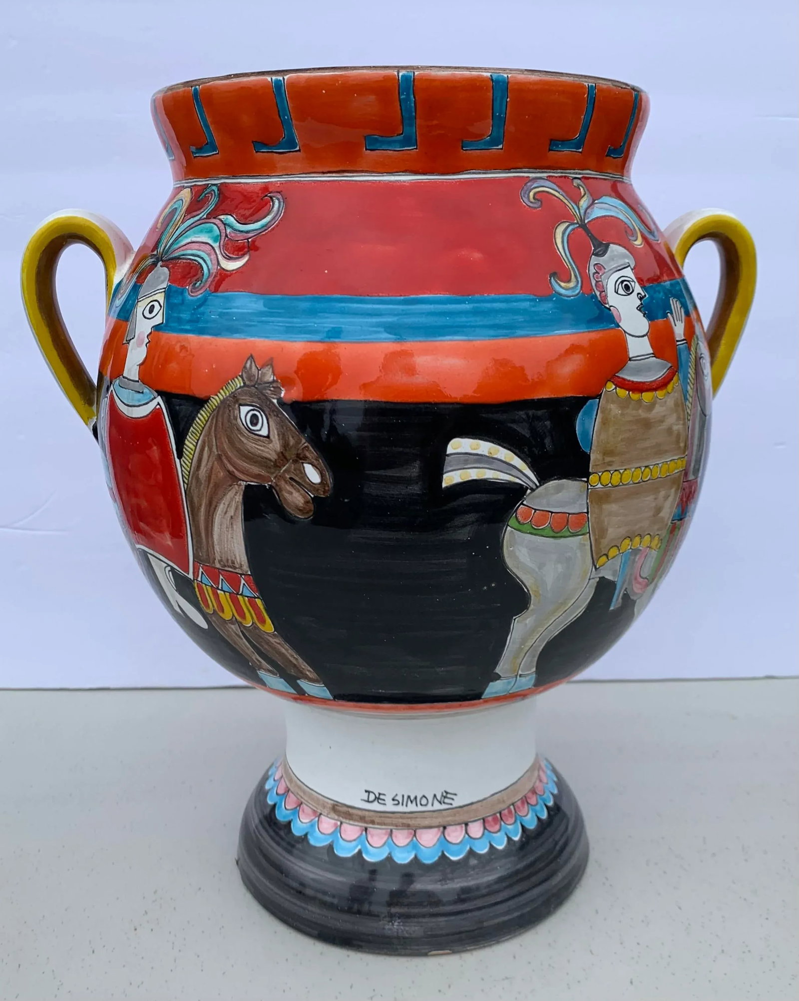 Late 20th Century Original Signed Hand Painted Ceramic Vase by Giovanni Desimone - 9