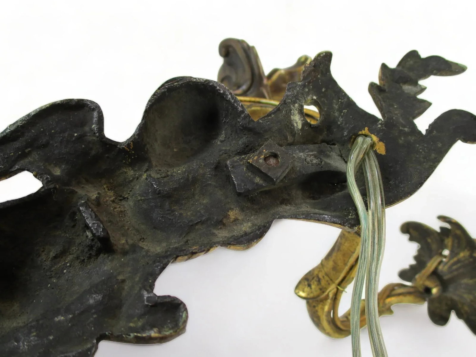 Late 19th Century French Bronze Double Candle Sconce Electrified Louis XV Style Gilt Bronze Cherub O - 11