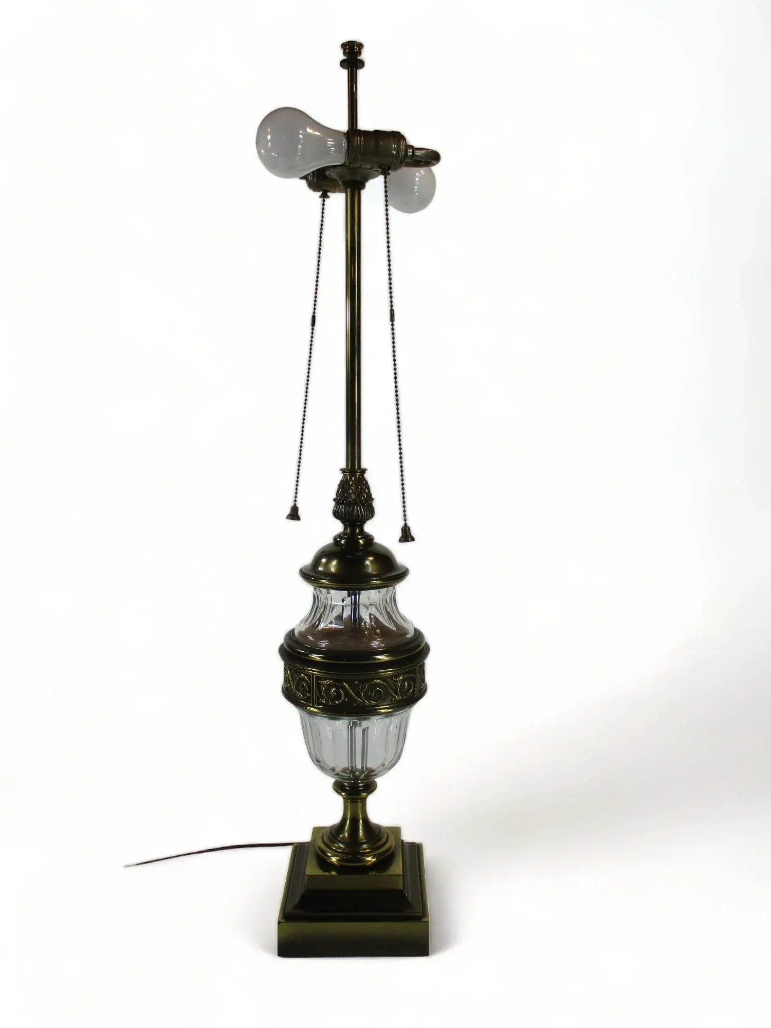 Mid 20th Century 36" Torchiere Lamp Stiffel Brass & Crystal Pineapple Hollywood Regency - 14