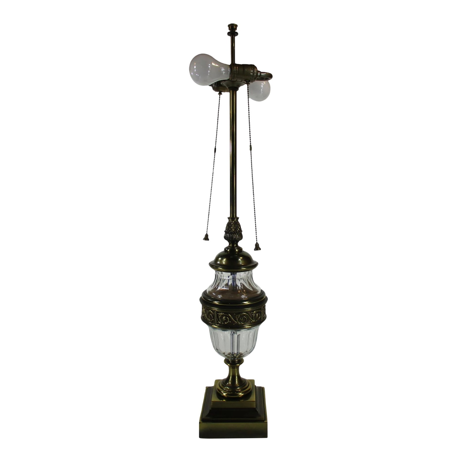 Mid 20th Century 36" Torchiere Lamp Stiffel Brass & Crystal Pineapple Hollywood Regency: STIFFEL Brass & Crystal Pineapple Torchiere Table Lamp 36" Hollywood Regency In good vintage used condition Corded Condition: Alterations: Original Condition Unaltered Imperfections: Some Imperfection