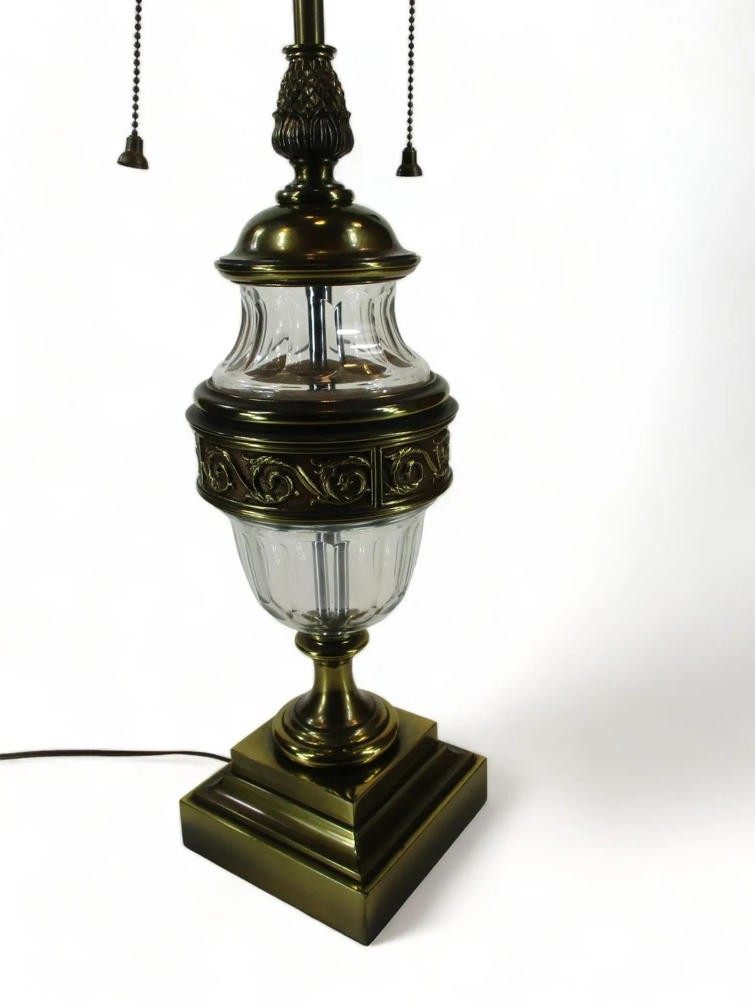 Mid 20th Century 36" Torchiere Lamp Stiffel Brass & Crystal Pineapple Hollywood Regency - 2