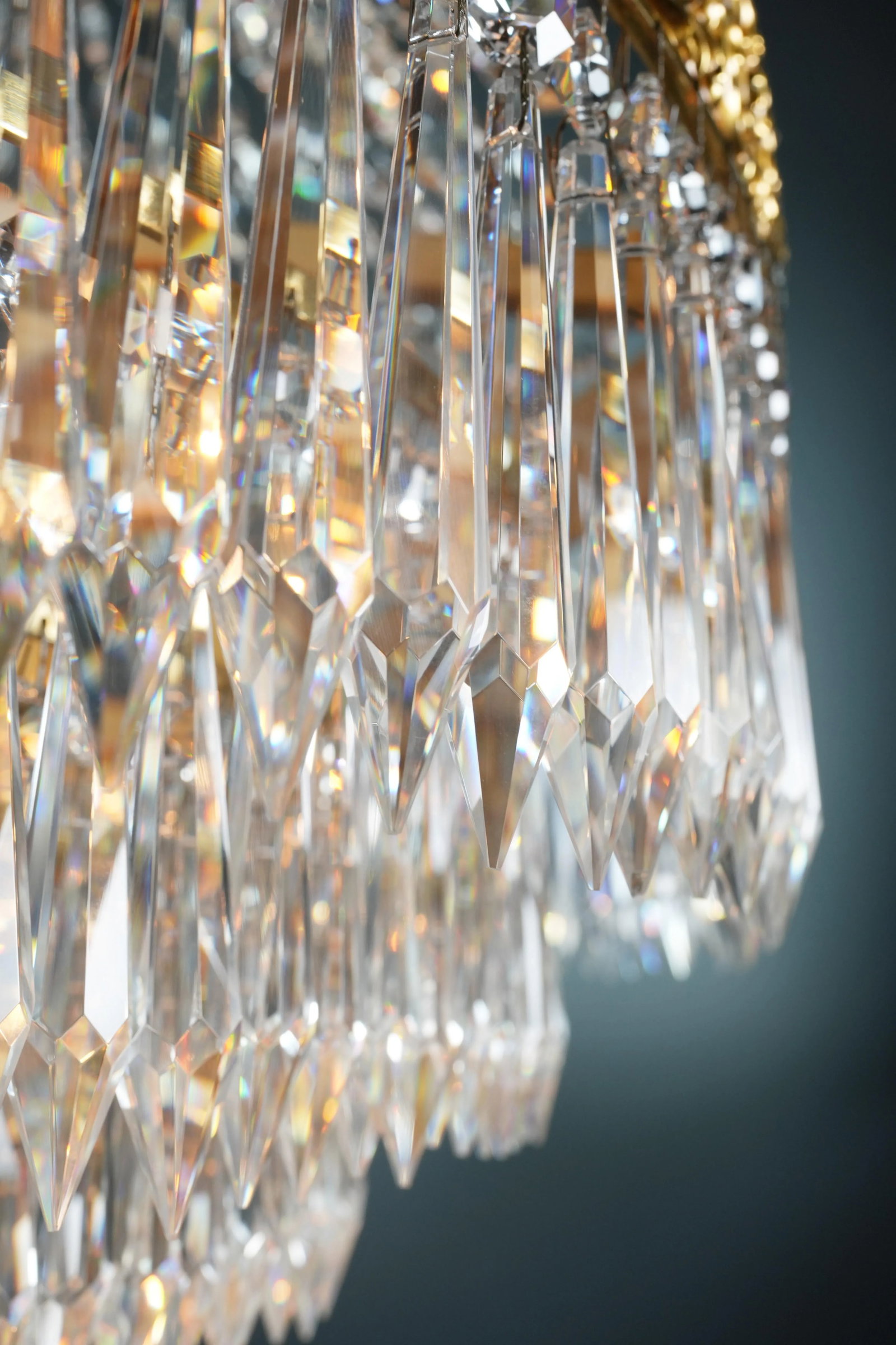 21st Century Brass Basket Empire Sac a Pearl Chandelier Crystal Lustre Lamp - 10