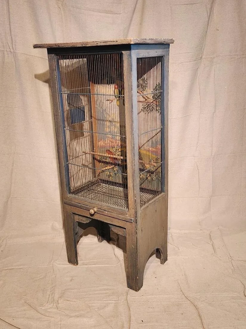 Vintage Hand Painted Bird Cage - 3