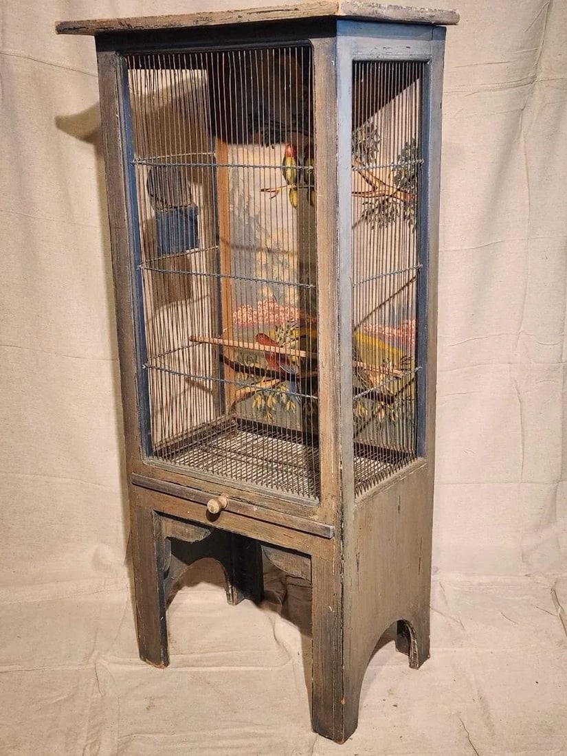 Vintage Hand Painted Bird Cage - 6