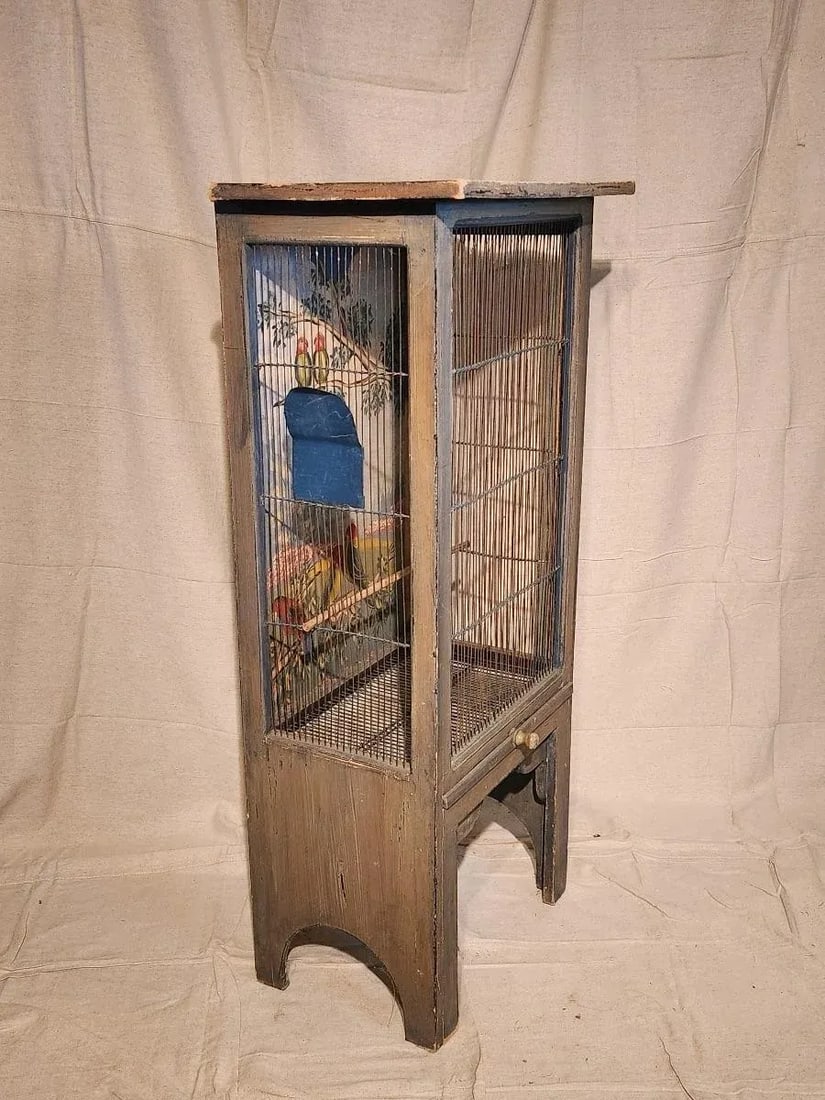 Vintage Hand Painted Bird Cage - 7