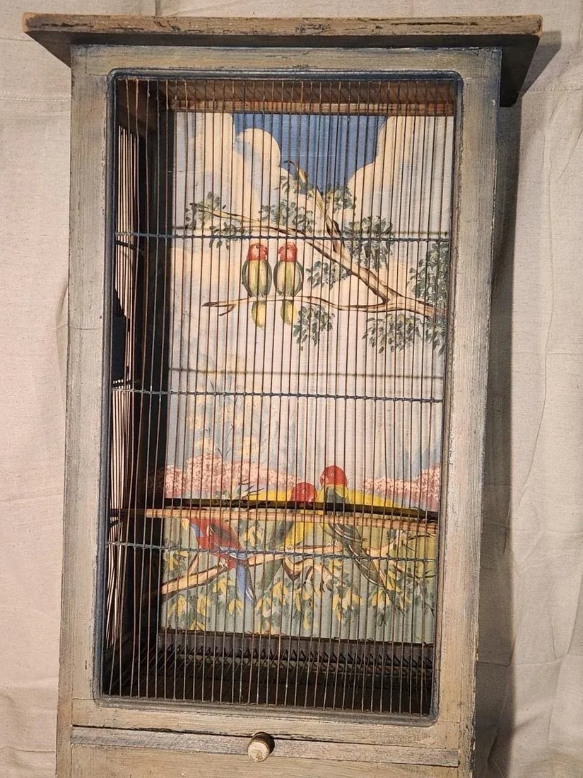Vintage Hand Painted Bird Cage - 9