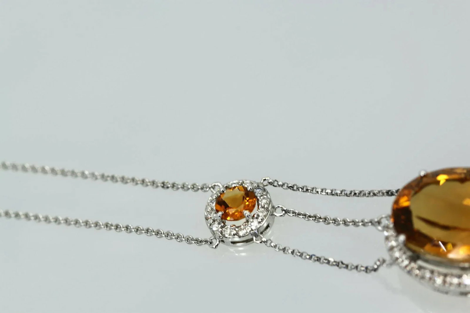Maderia Mixed Cut Citrine Necklace 20 Plus Carat Diamond Surround - 10
