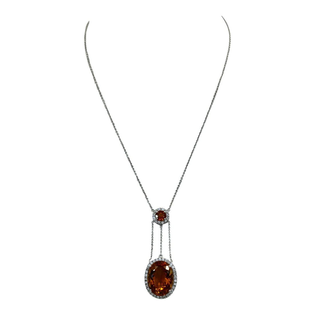 Maderia Mixed Cut Citrine Necklace 20 Plus Carat Diamond Surround - 2