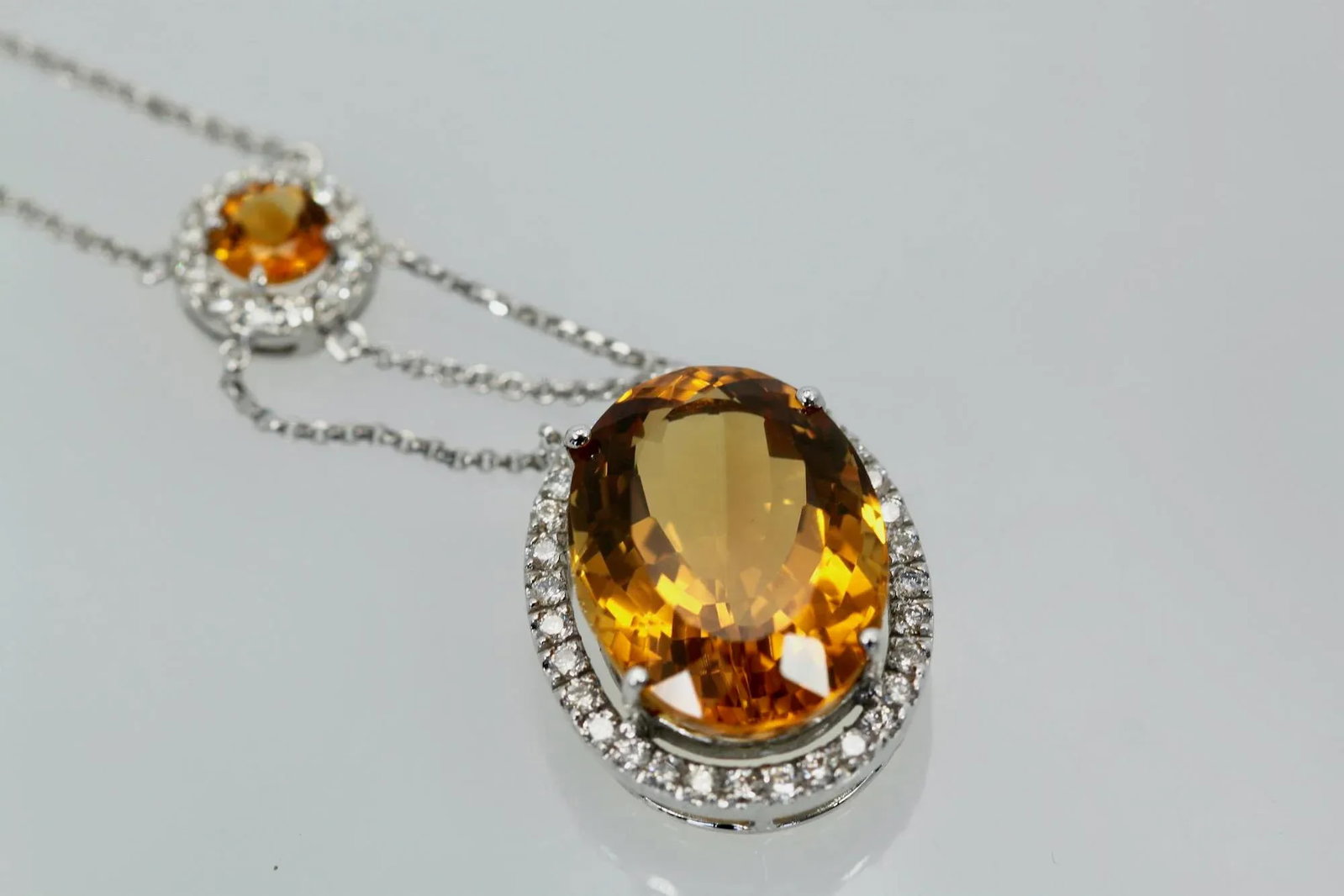 Maderia Mixed Cut Citrine Necklace 20 Plus Carat Diamond Surround - 3