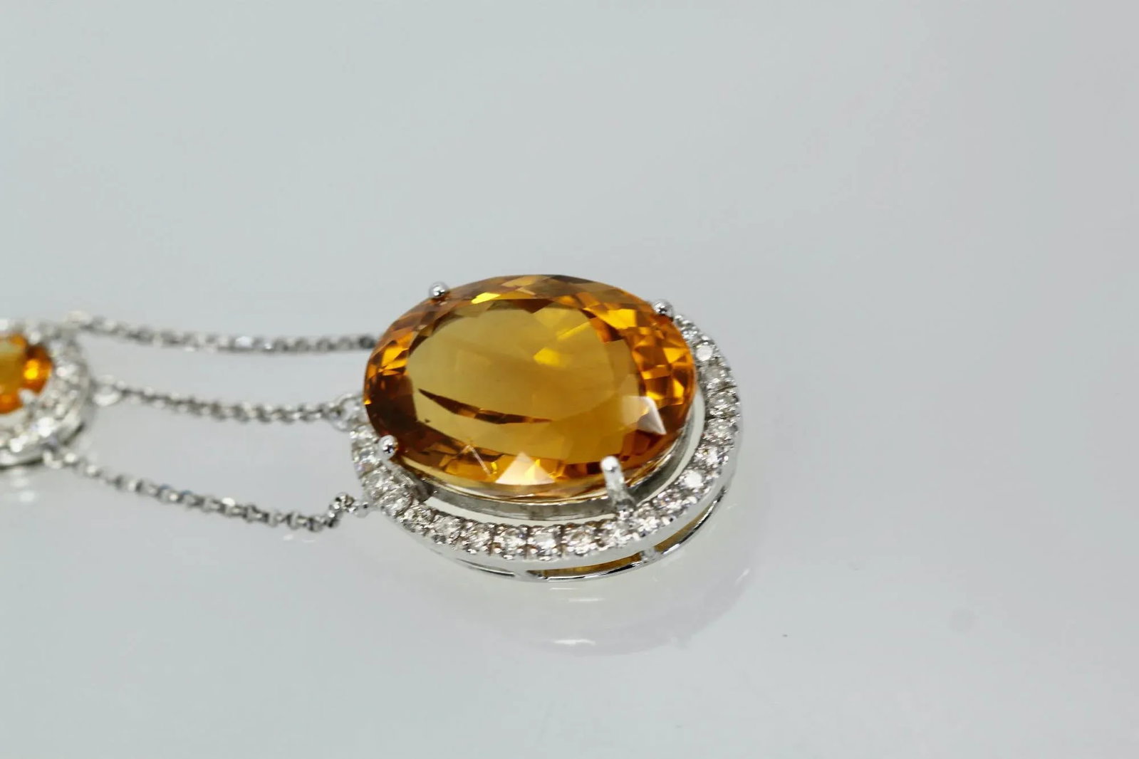 Maderia Mixed Cut Citrine Necklace 20 Plus Carat Diamond Surround - 4
