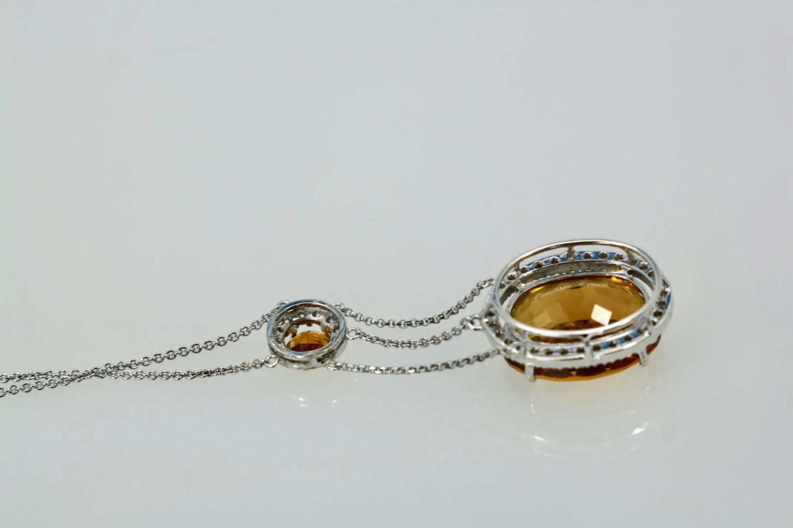 Maderia Mixed Cut Citrine Necklace 20 Plus Carat Diamond Surround - 5