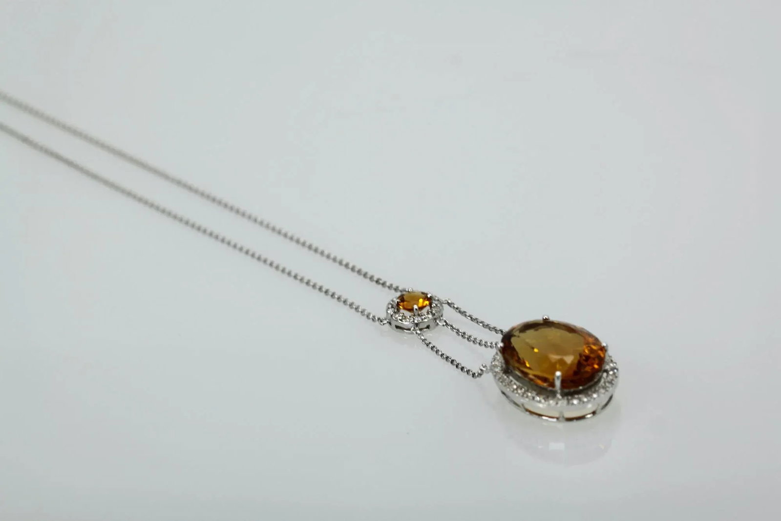 Maderia Mixed Cut Citrine Necklace 20 Plus Carat Diamond Surround - 6