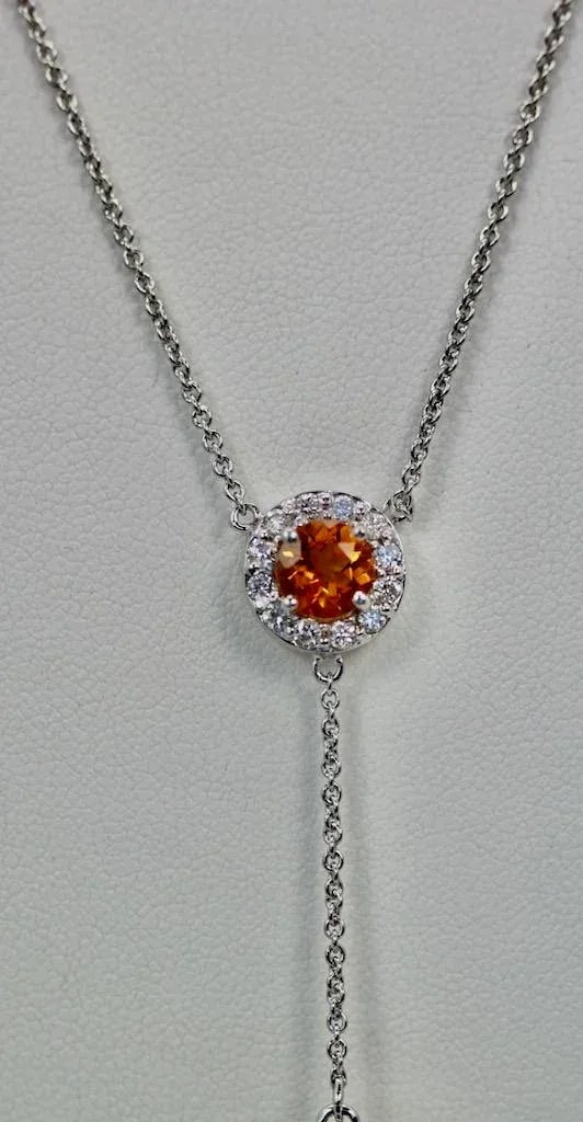 Maderia Mixed Cut Citrine Necklace 20 Plus Carat Diamond Surround - 7