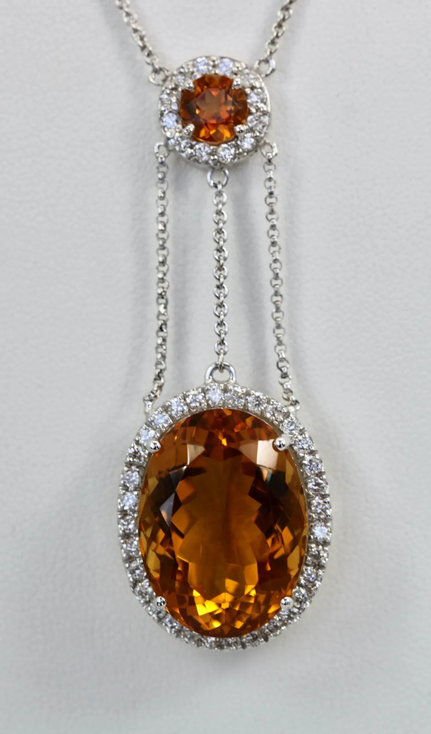 Maderia Mixed Cut Citrine Necklace 20 Plus Carat Diamond Surround - 8