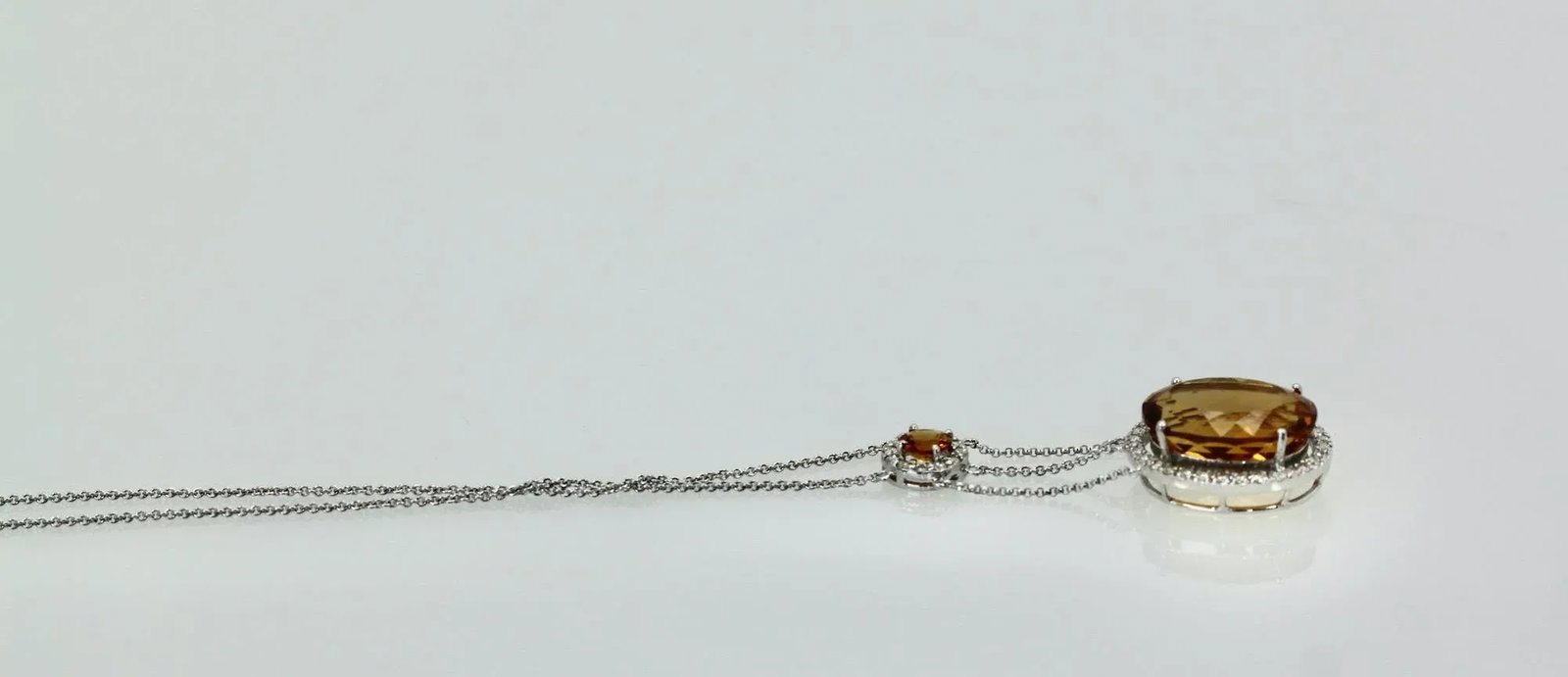 Maderia Mixed Cut Citrine Necklace 20 Plus Carat Diamond Surround - 9