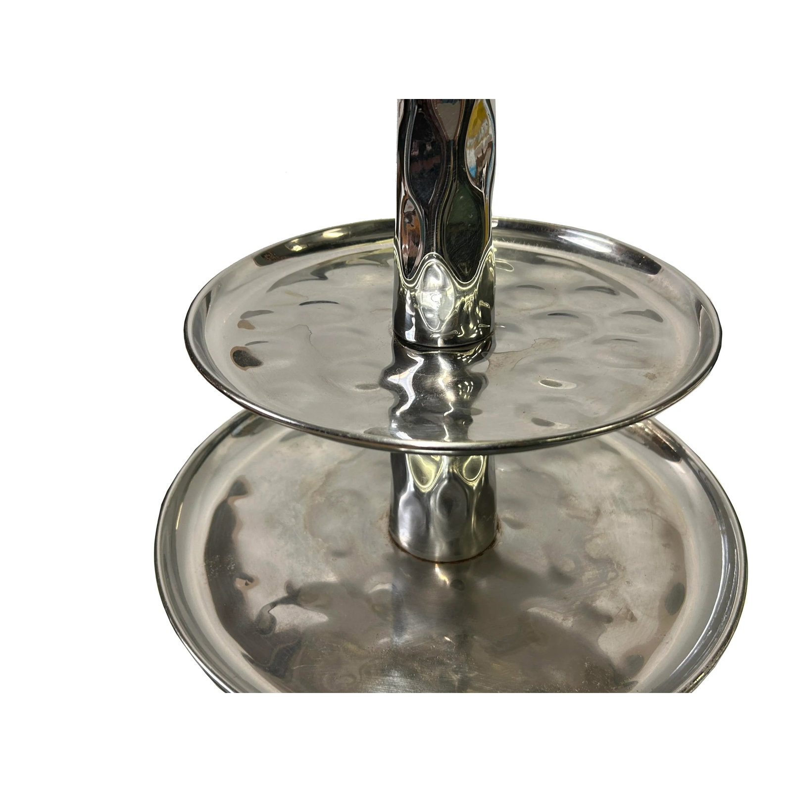 Punch Marks Stainless Steel Round 3 Layers Tower Display Serving Plate - 5