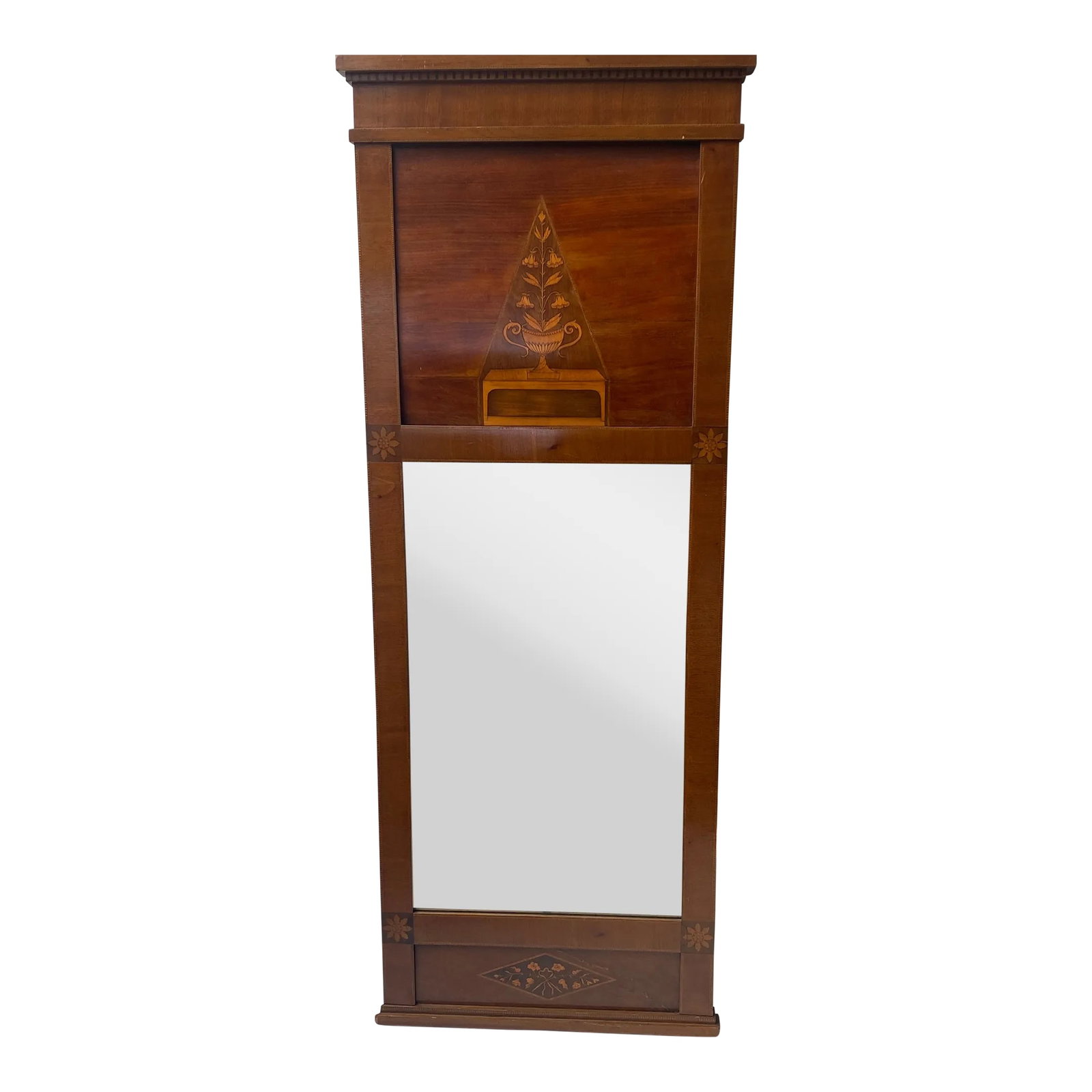 Early 19th Century Antique Classical Pier Mirror: Antique Classical Pier Mirror.Walnut and Fruitwood inlays and Veneers. Original Glass and Condition. Scandinavian Early 19 th Condition: Alterations: Original Condition Unaltered Imperfections: Some I
