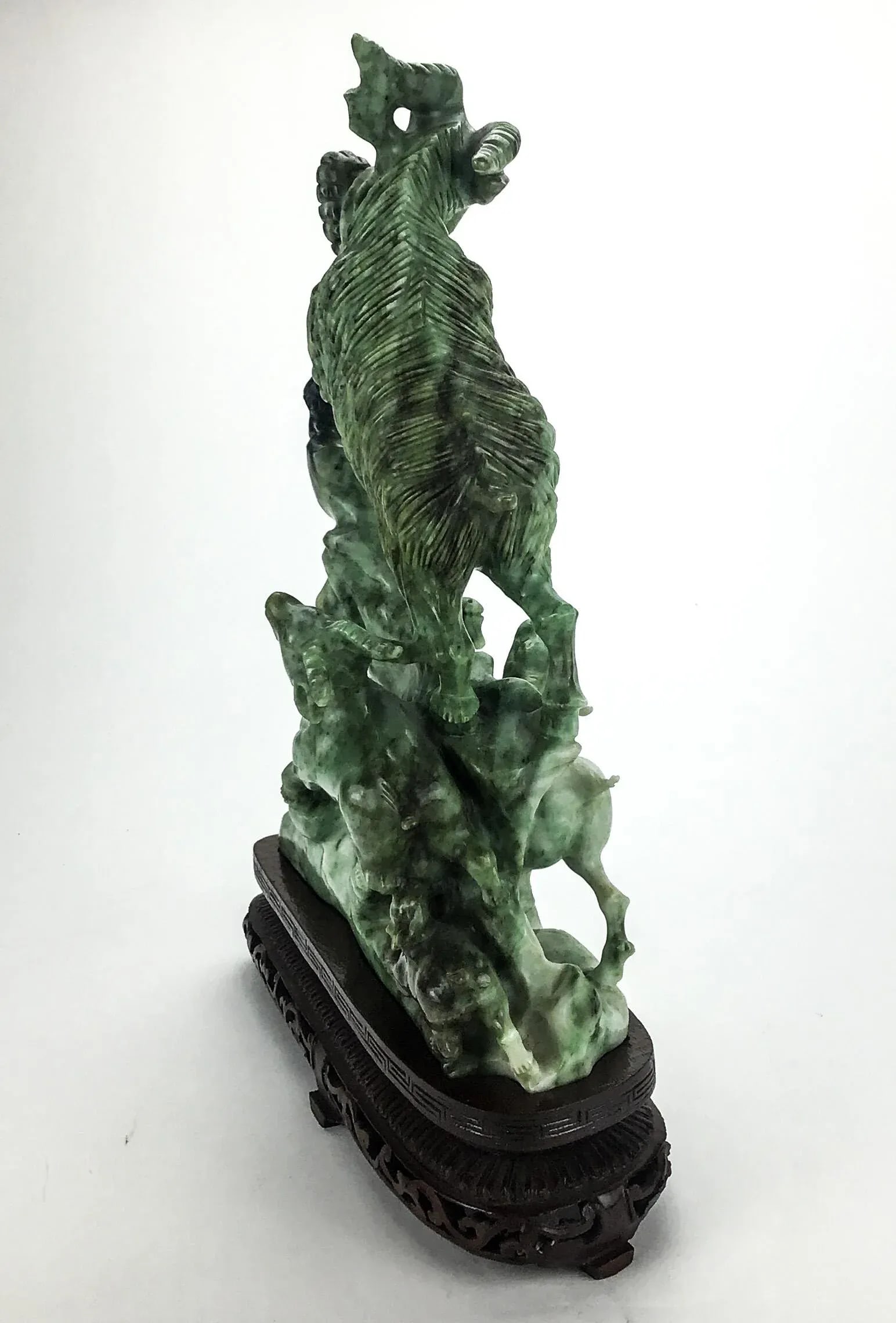 Vintage Chinese Stone Carving on Rosewood Stand - 3