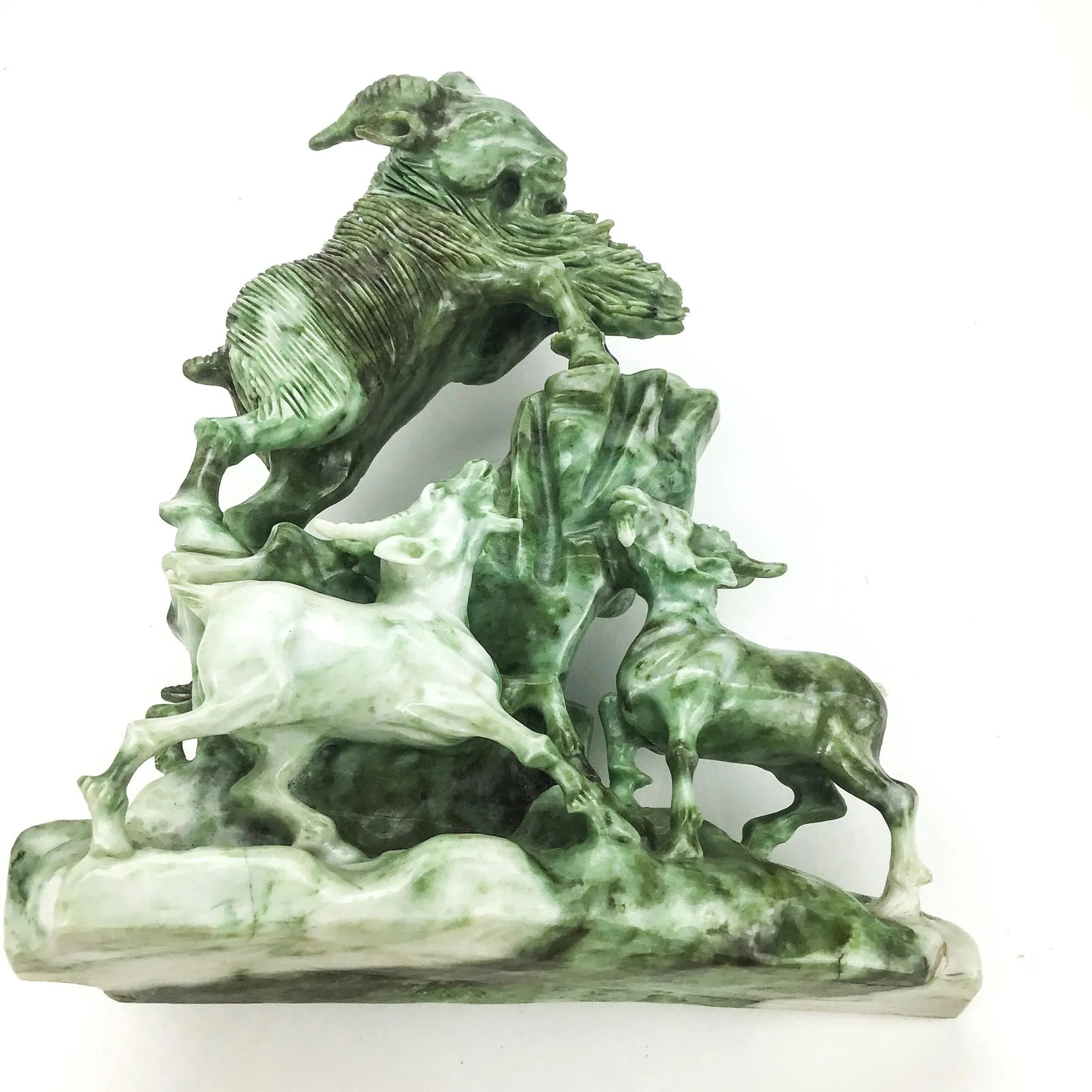 Vintage Chinese Stone Carving on Rosewood Stand - 7
