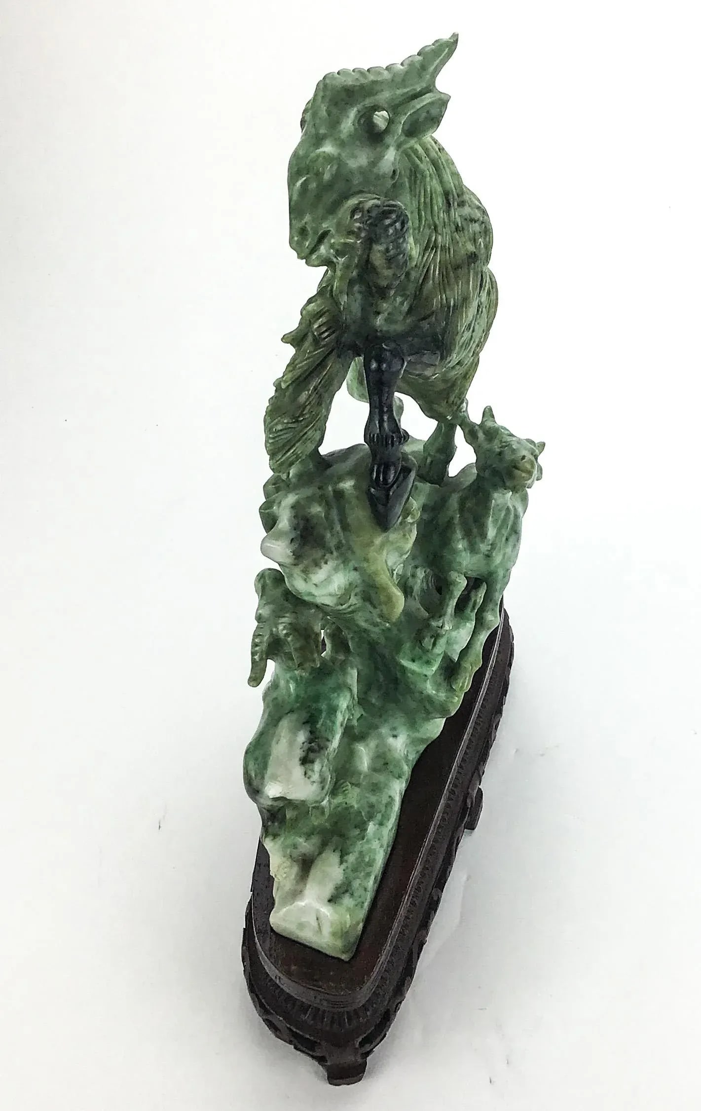 Vintage Chinese Stone Carving on Rosewood Stand - 8