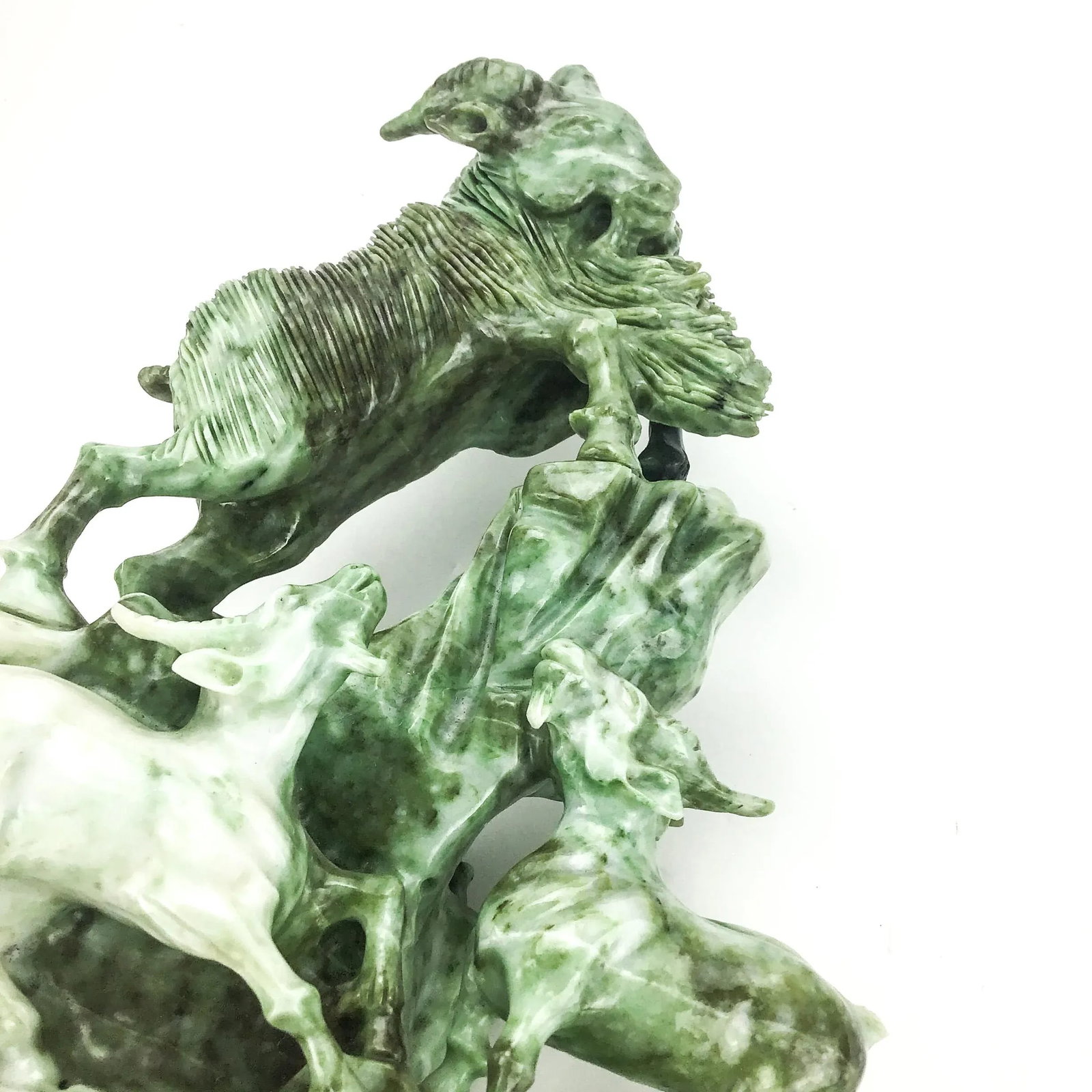 Vintage Chinese Stone Carving on Rosewood Stand - 9