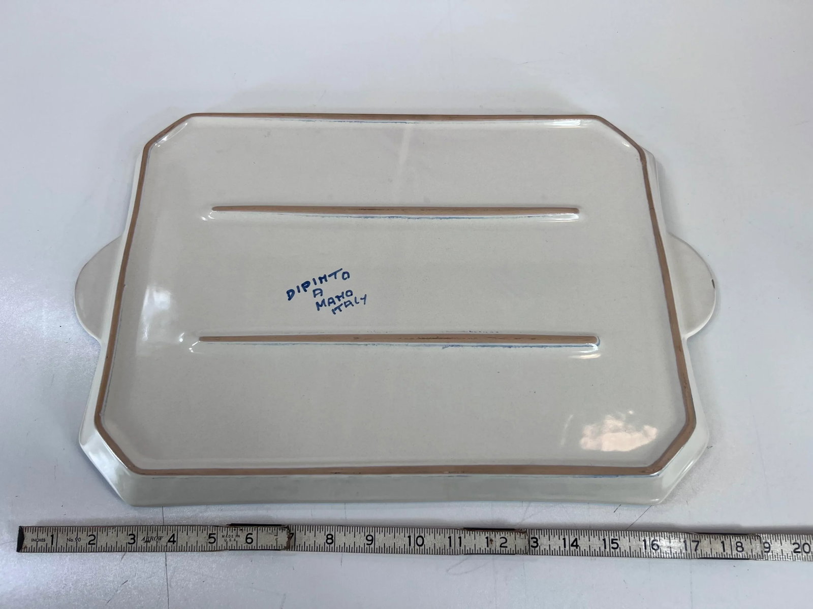 Italian Tray Dipinto A. Mano Pottery Hand-Painted Ceramic Serving Tray or Plate With Handles, Landsc - 5