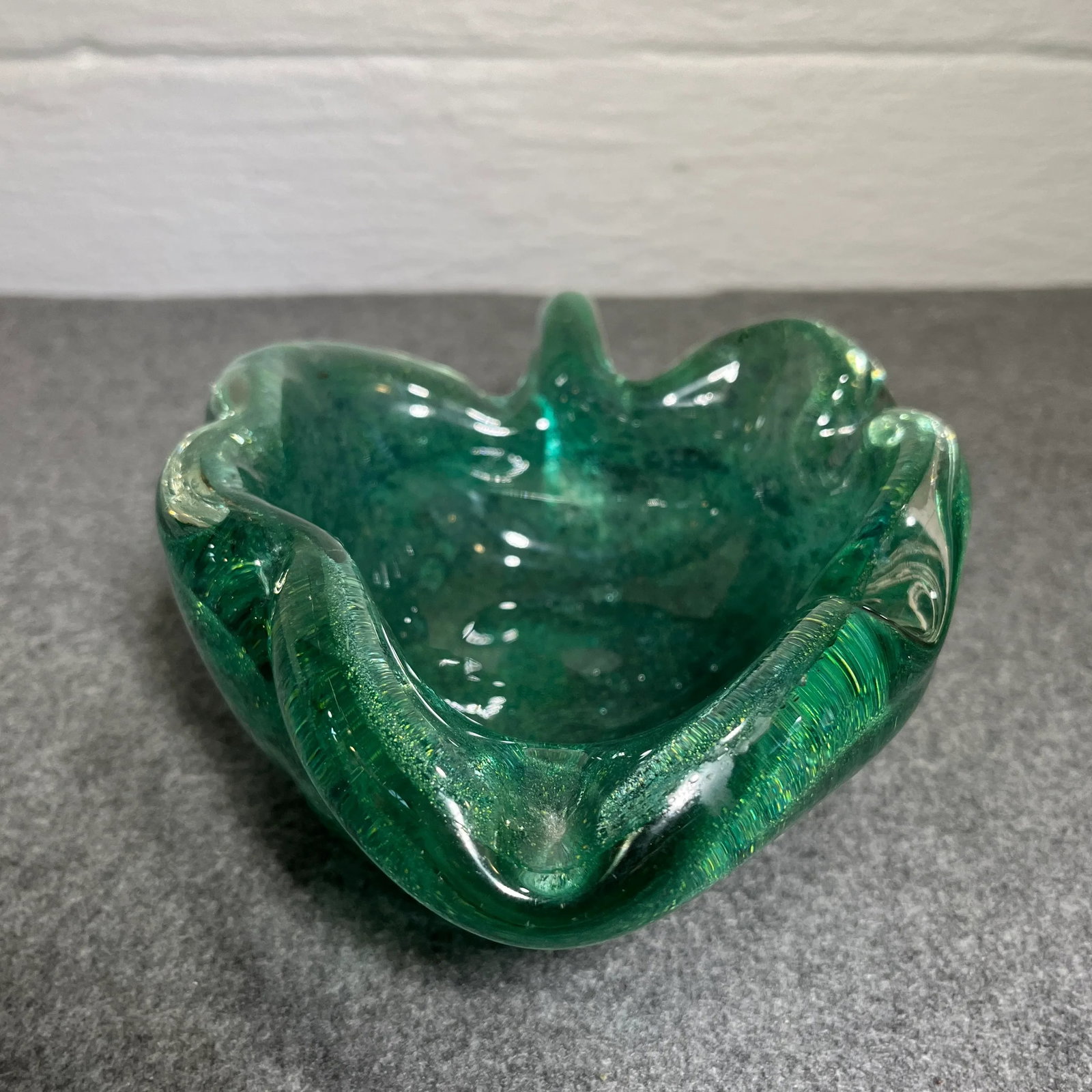 Mid 20th Century Barovier Murano Attributed Green Glass Dish/Ashtray - 3