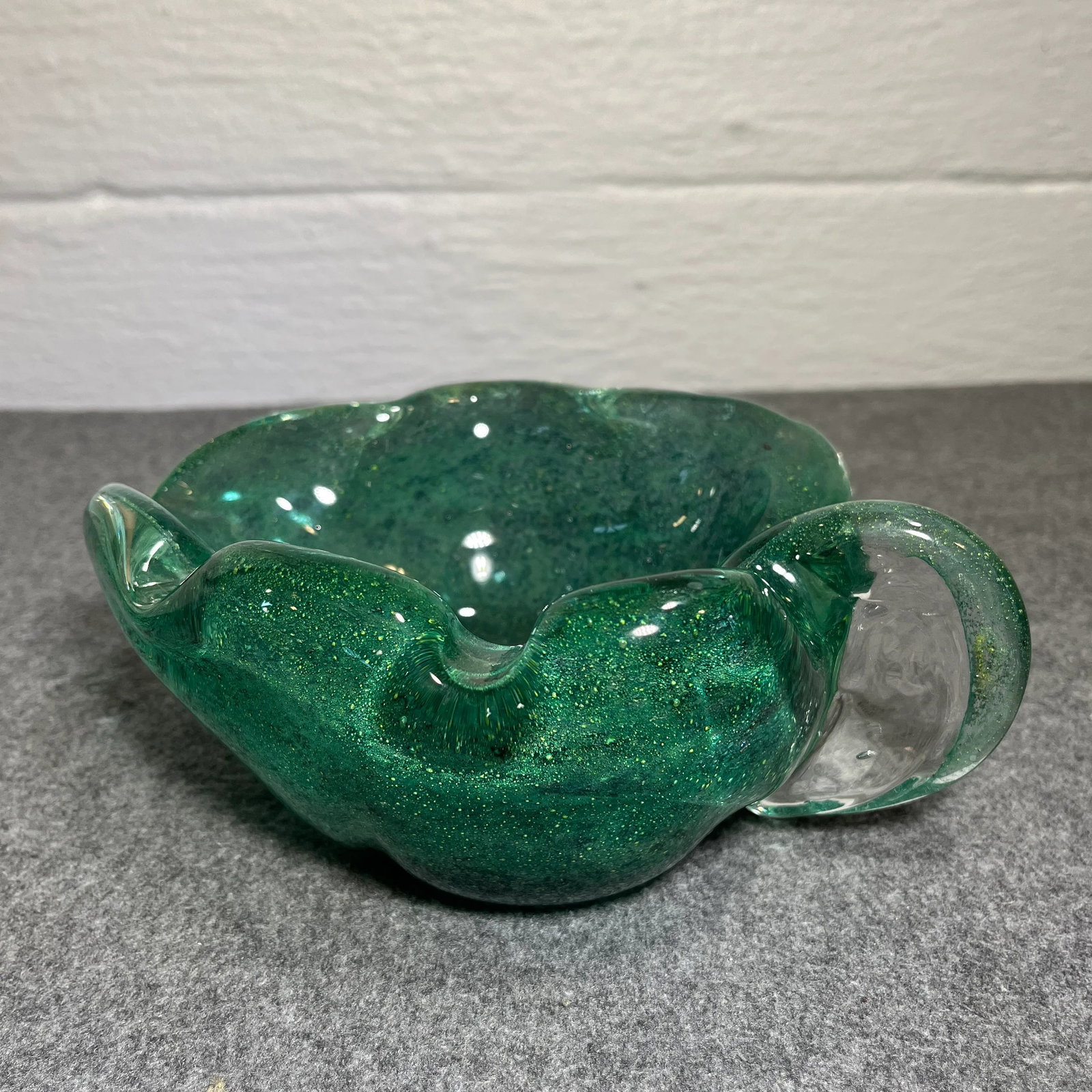 Mid 20th Century Barovier Murano Attributed Green Glass Dish/Ashtray - 4