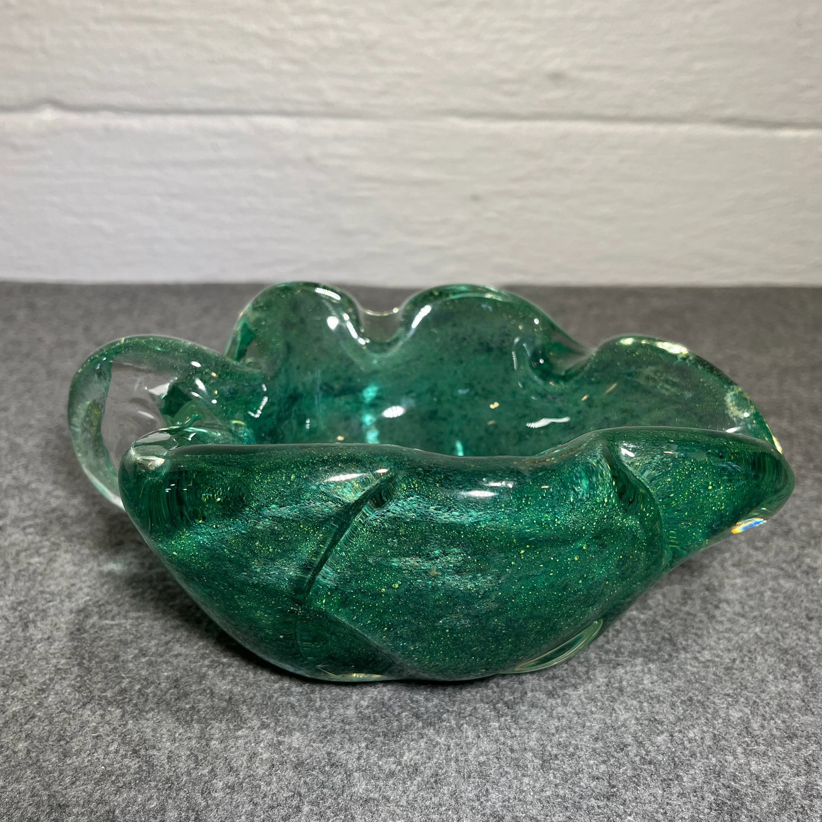 Mid 20th Century Barovier Murano Attributed Green Glass Dish/Ashtray - 5