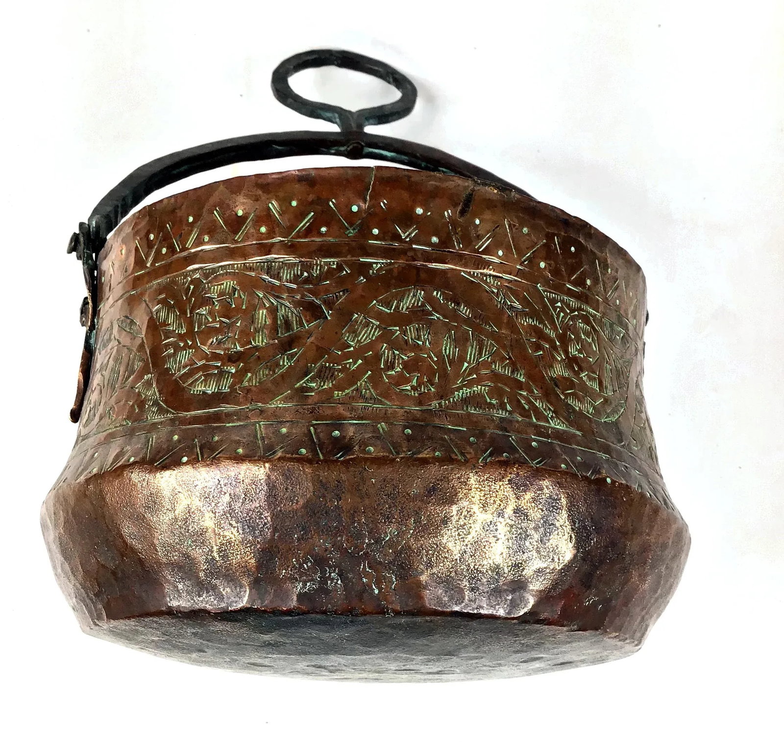 Vintage Mid Century Etched Solid Copper Pot - 4