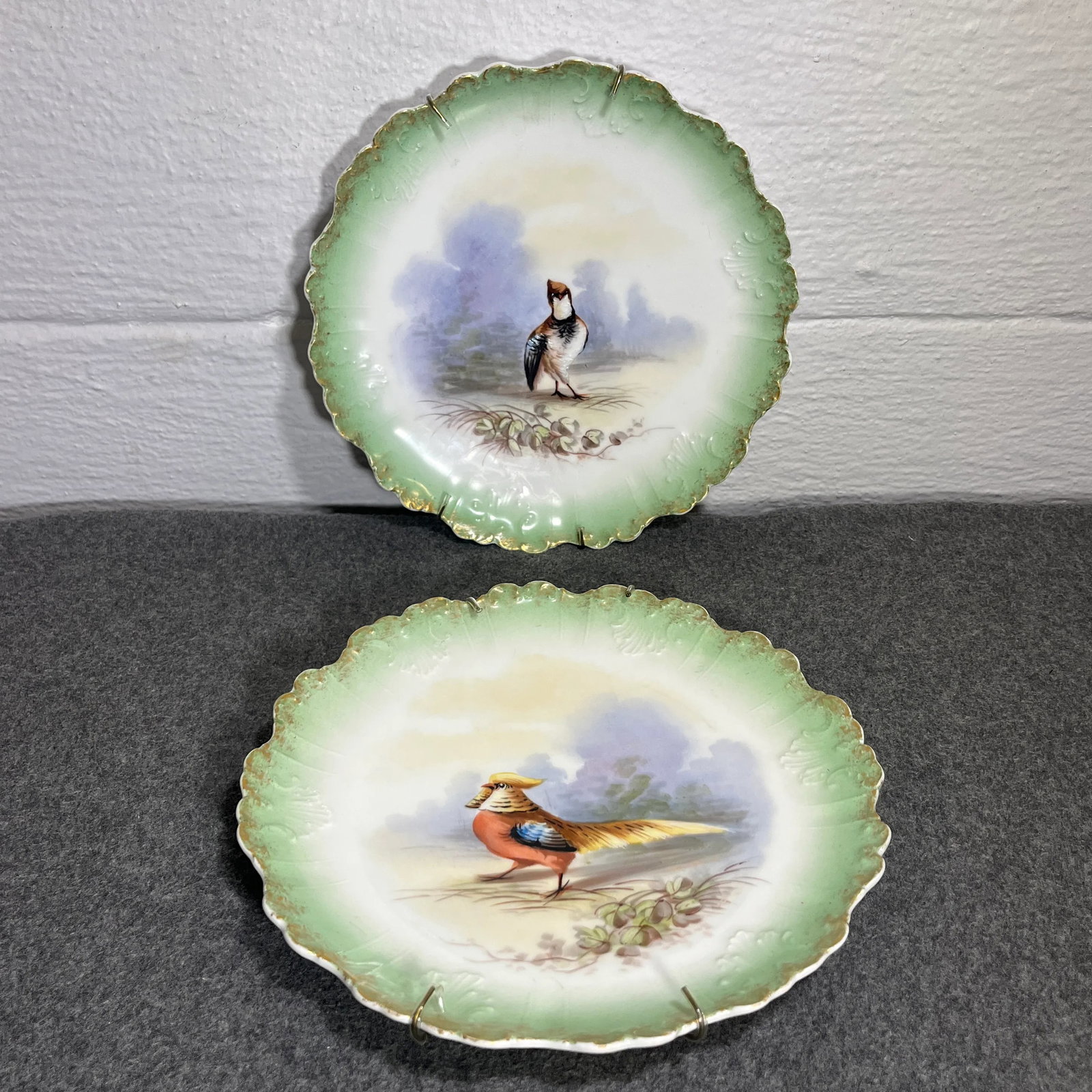 Pair of Antique L S & S Limoges Wall/Cabinet Plates - 2
