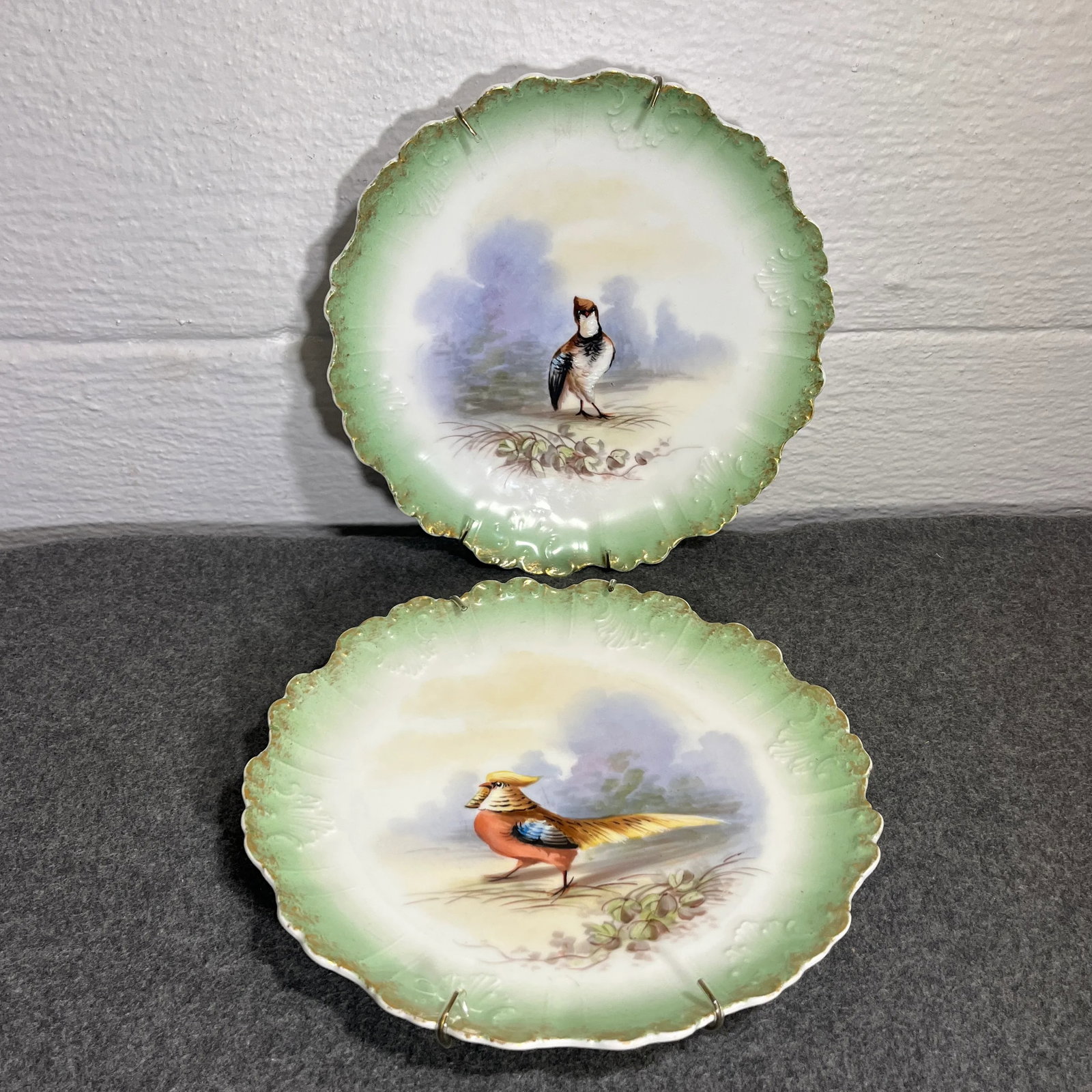 Pair of Antique L S & S Limoges Wall/Cabinet Plates - 9
