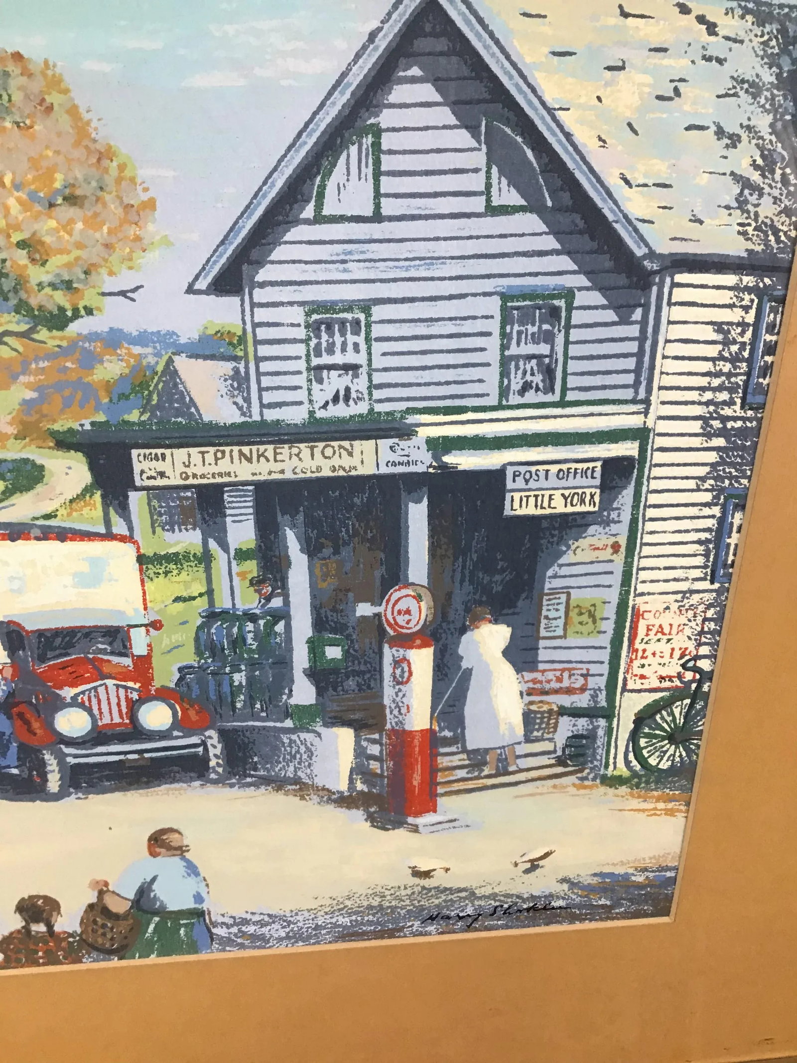 1940s Vintage Harry Shokler Pinkerton's Corner Original Serigraph Painting - 3